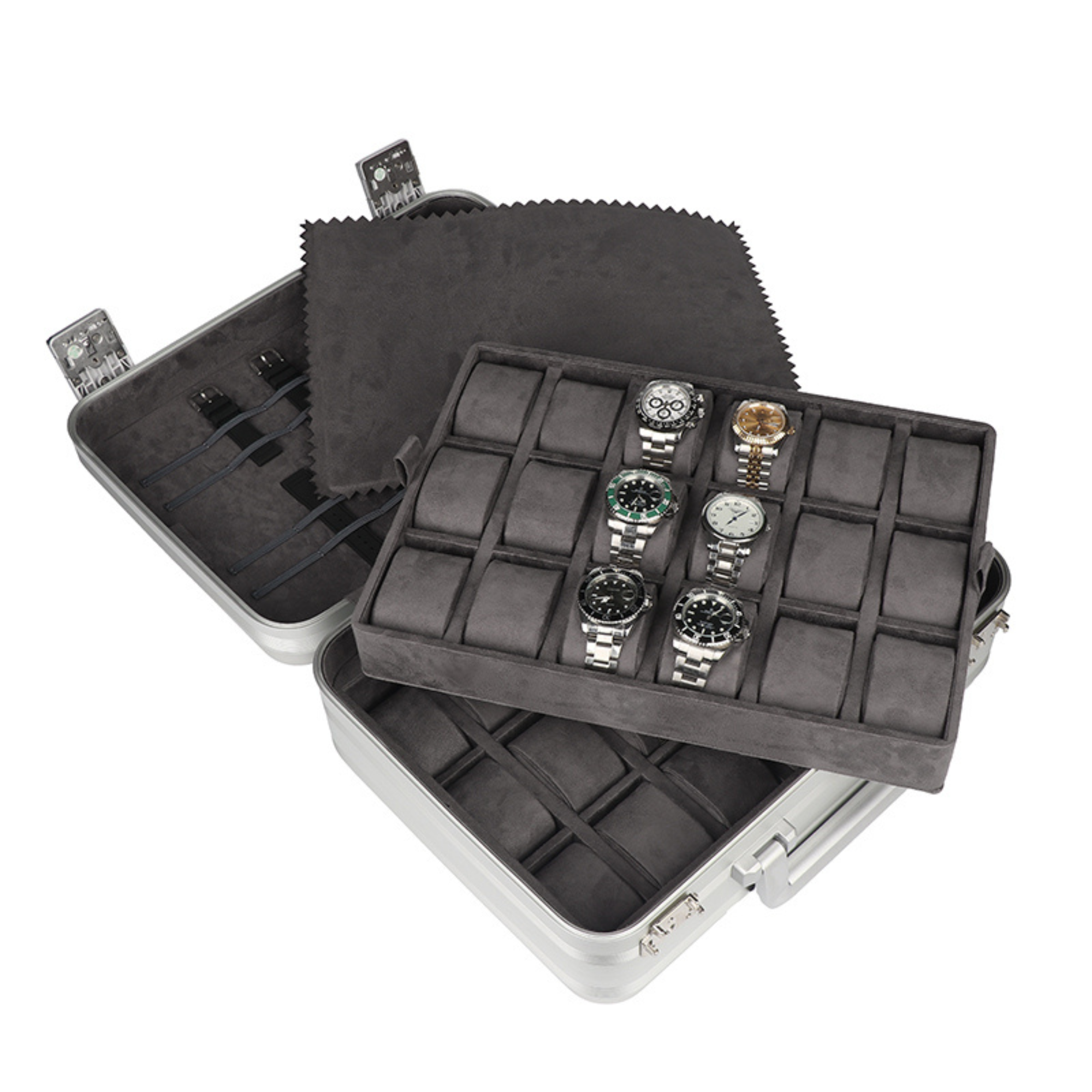 36 Slot Aluminium Watch Travel Case with Lock