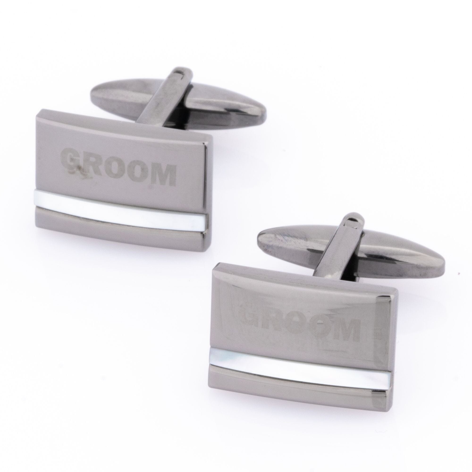 Groom Laser Etched Mother of Pearl Gunmetal Wedding Cufflinks Wedding Cufflinks Clinks Australia