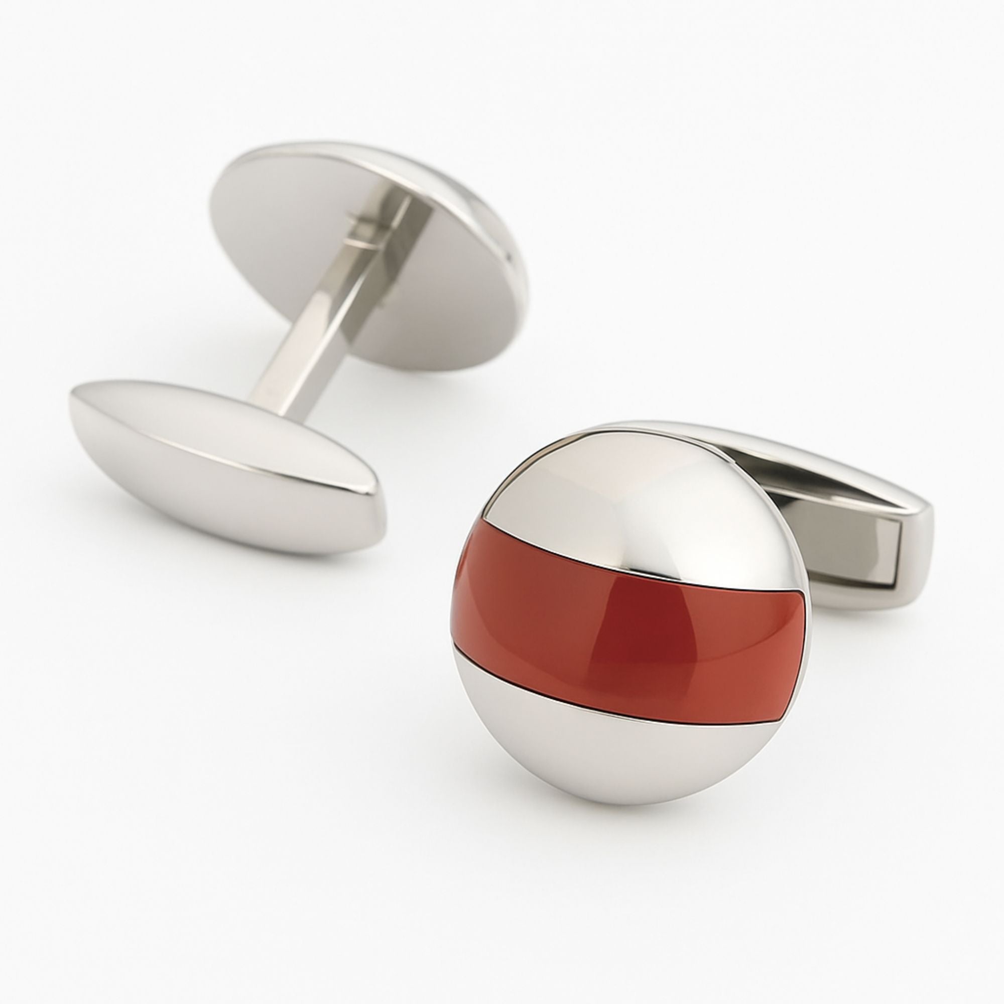 Elliptical Burnt Orange Cat Eye Cufflinks