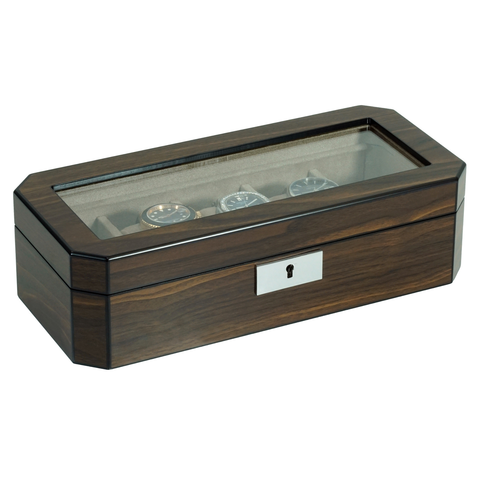 5 Slots Octagon Walnut Wooden Watch Box