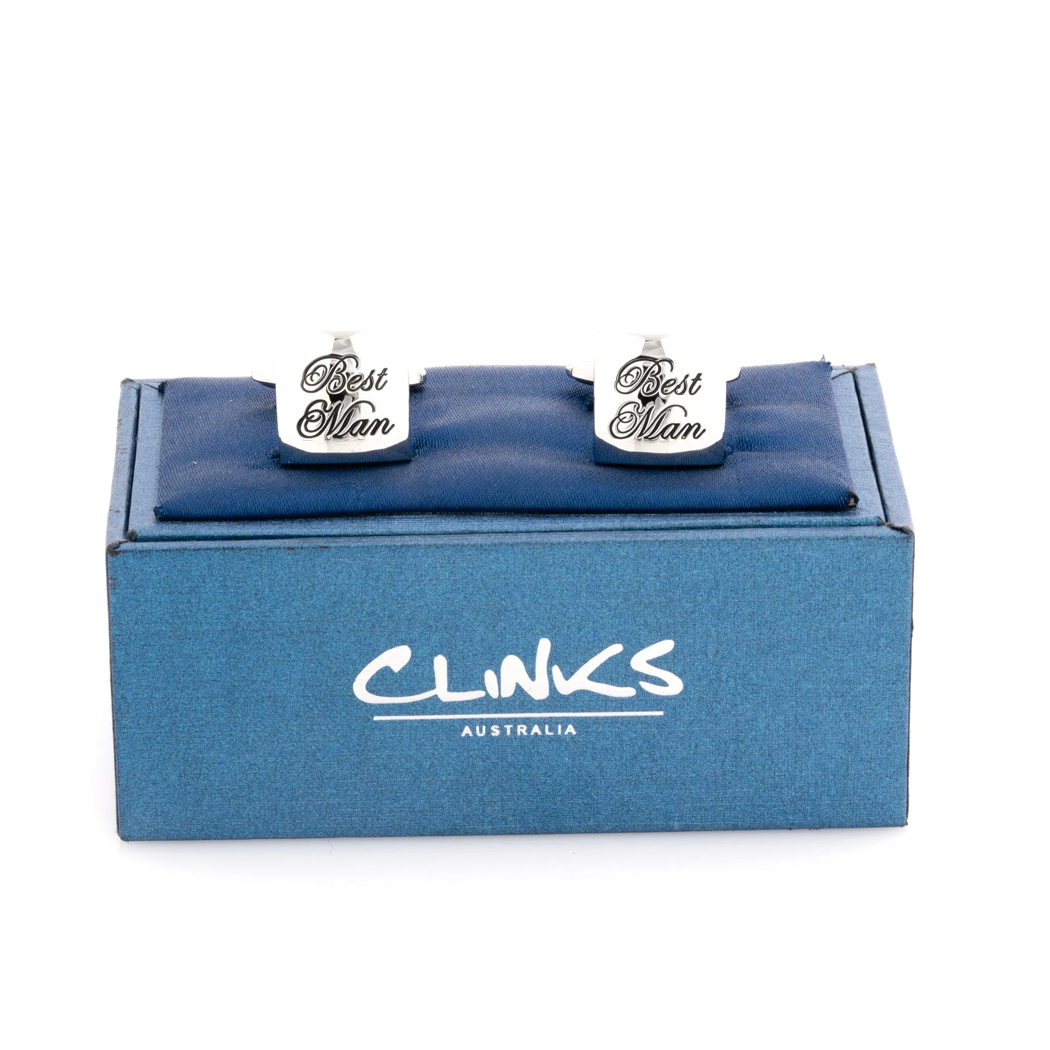 Best Man Curved Silver Wedding Cufflinks