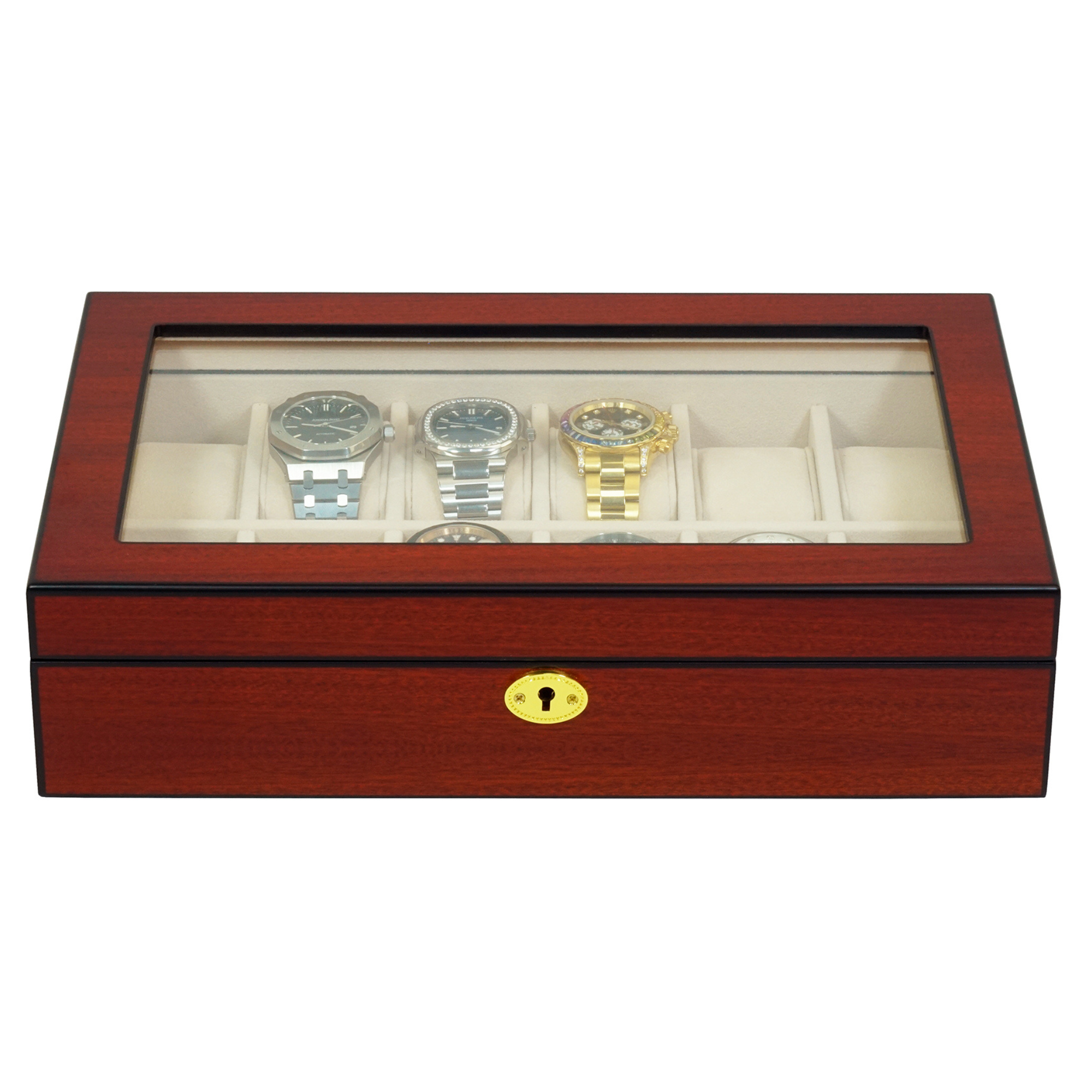 Cherry Wooden Watch Box for 12 Watches