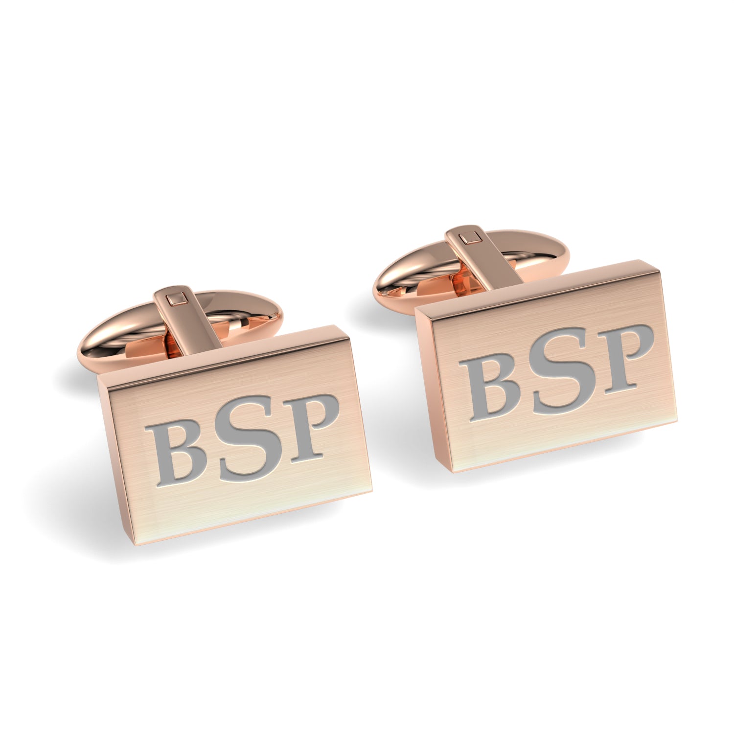 Engraved Monogram Initials Rectangle Cufflinks