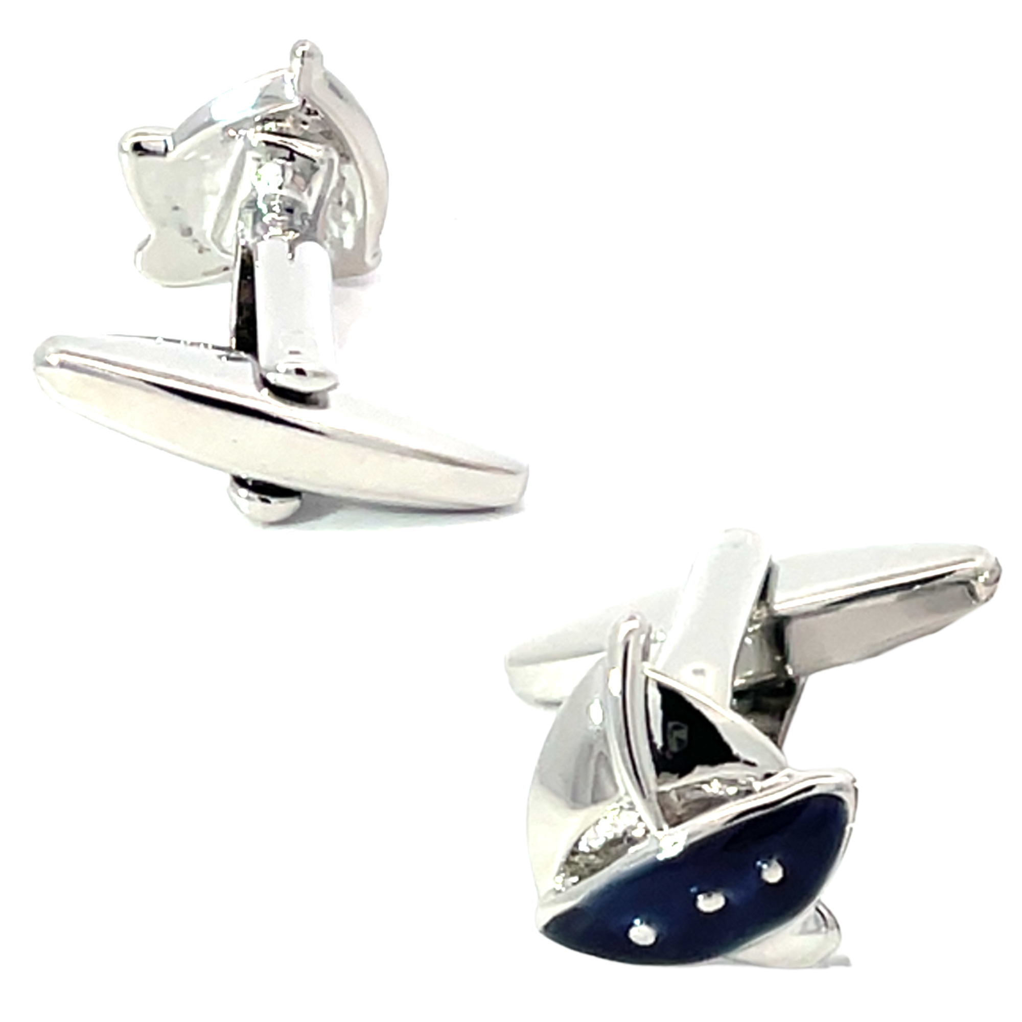 Small Dark Blue Sailboat Cufflinks
