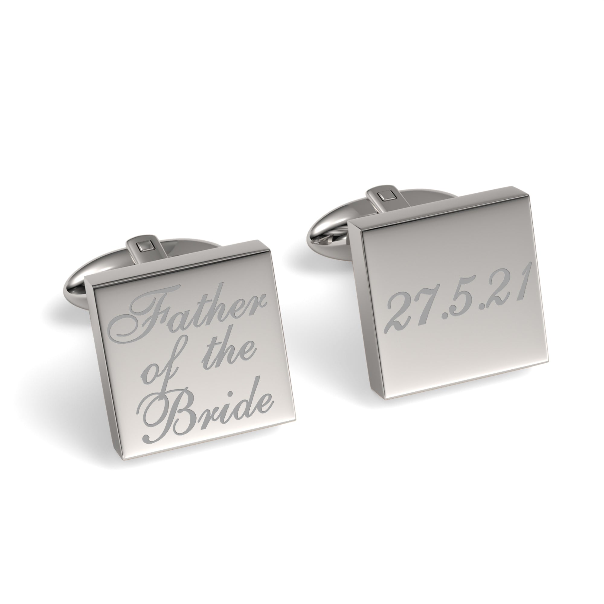 Father of the Bride Wedding Date Engraved Square Cufflinks