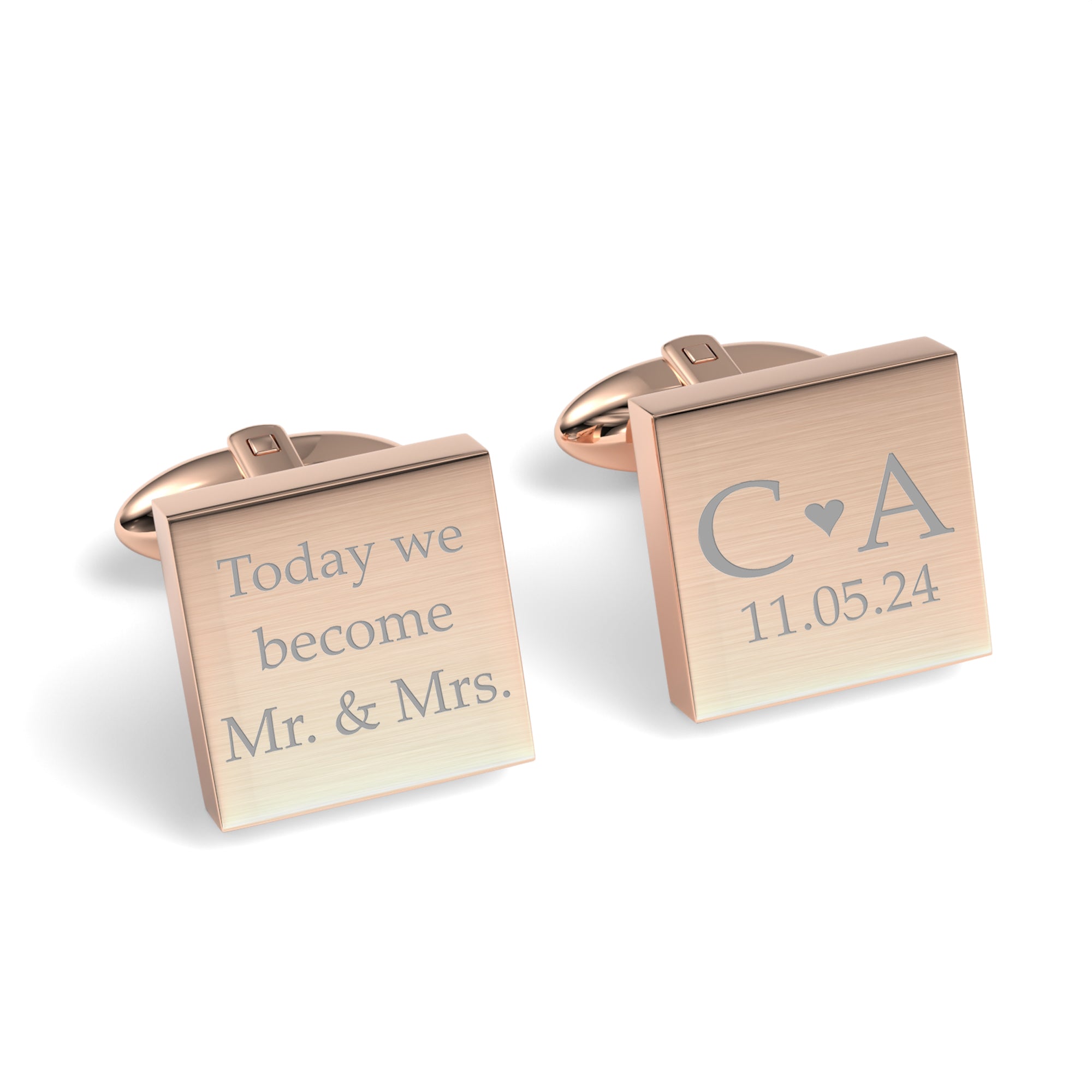 Today We Become Initials Date Engraved Square Cufflinks