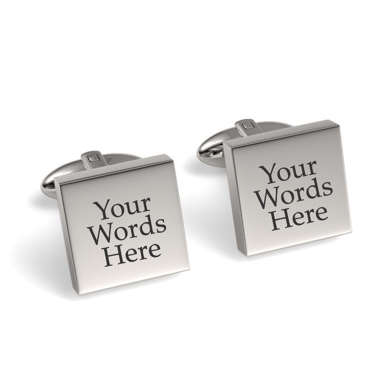 Custom Word Engraved Square Cufflinks