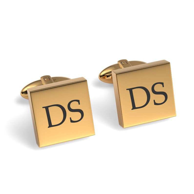 Two Initials Engraved Square Cufflinks
