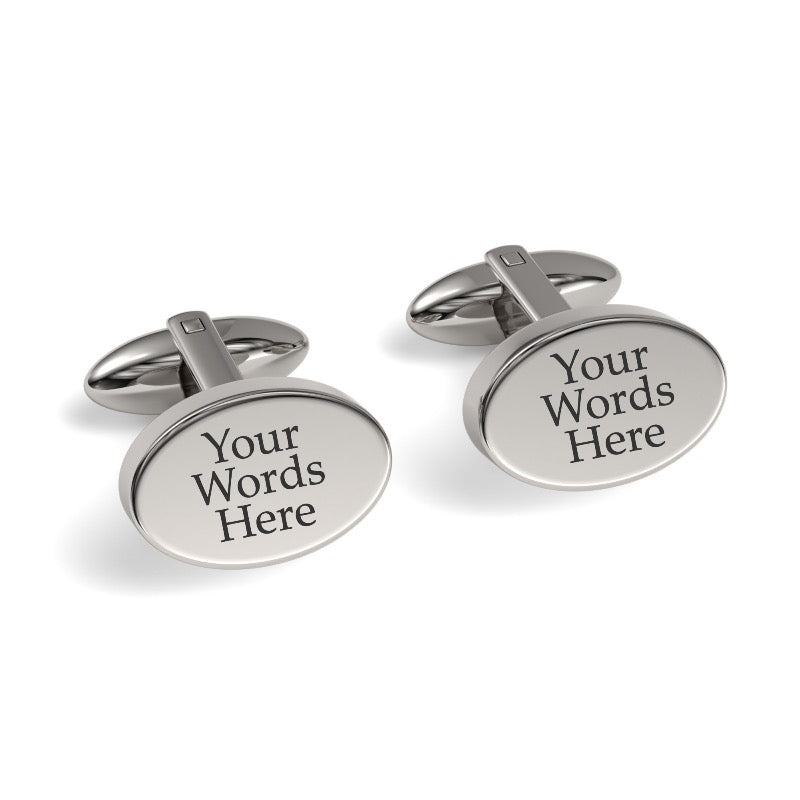 Custom Word Engraved Oval Cufflinks