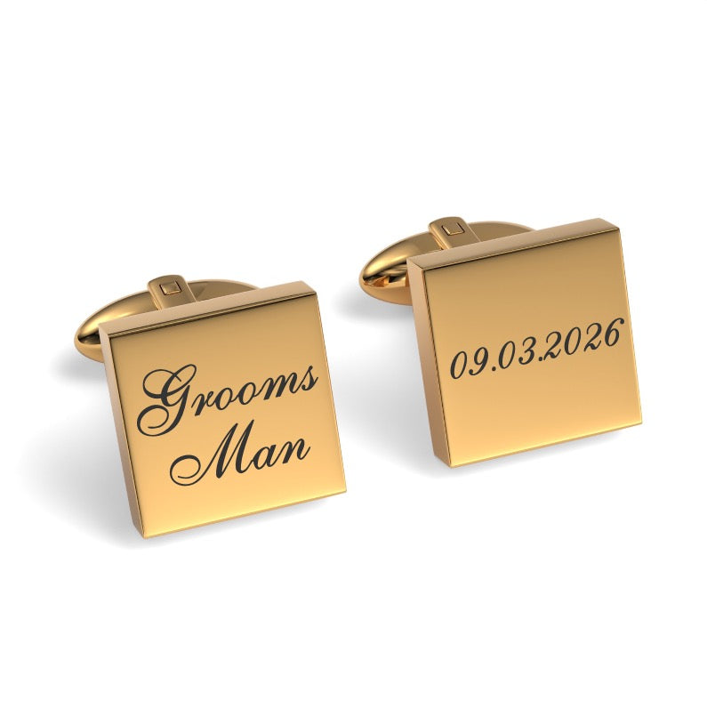 Groomsman Wedding Date Engraved Square Cufflinks