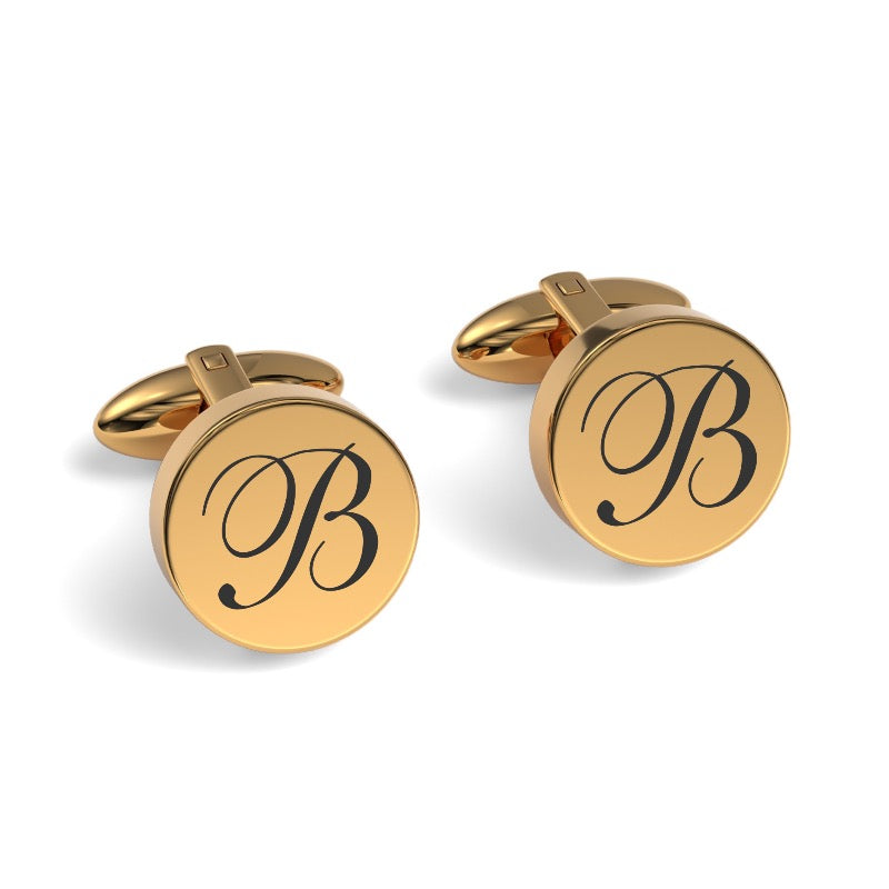 Large Initials Engraved Round Cufflinks