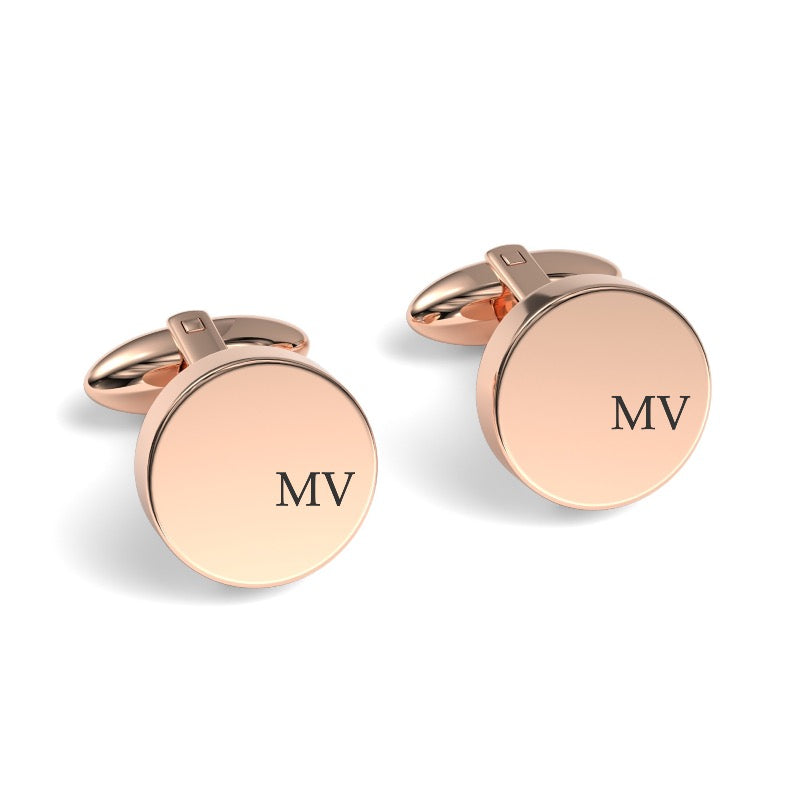 Initials Engraved Round Cufflinks