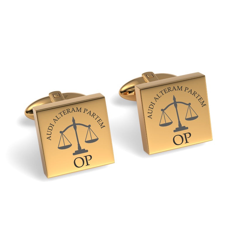 Lawyer's Initials and Legal Maxims Engraved Cufflinks