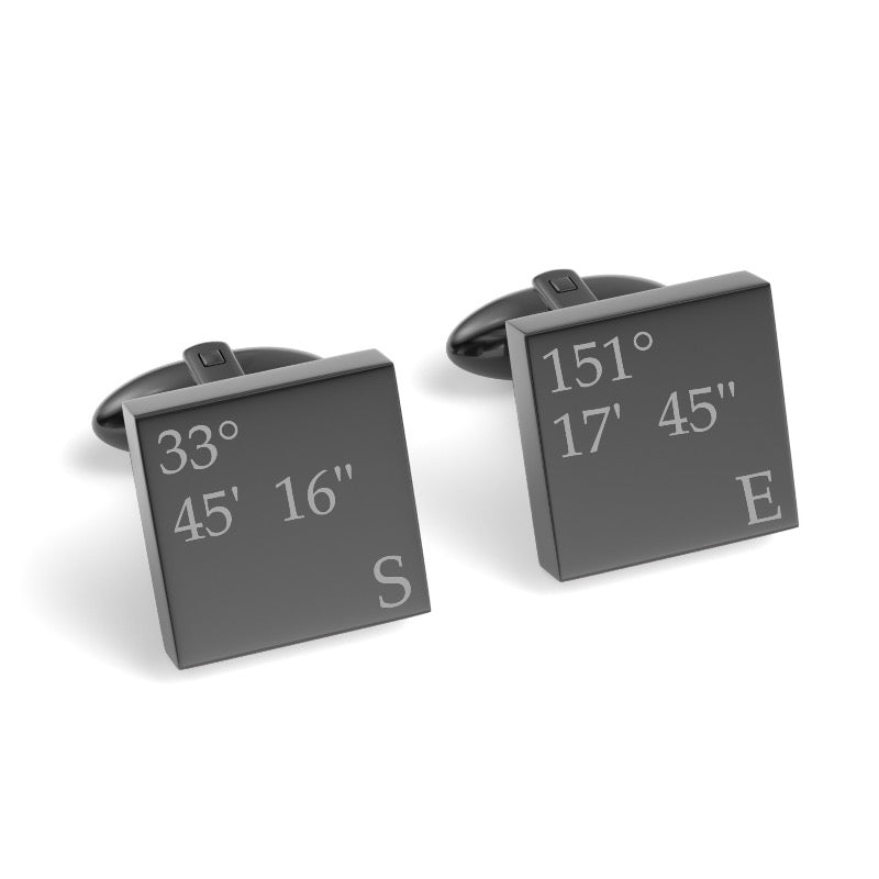 Latitude and Longitude Coordinates Engraved Cufflinks