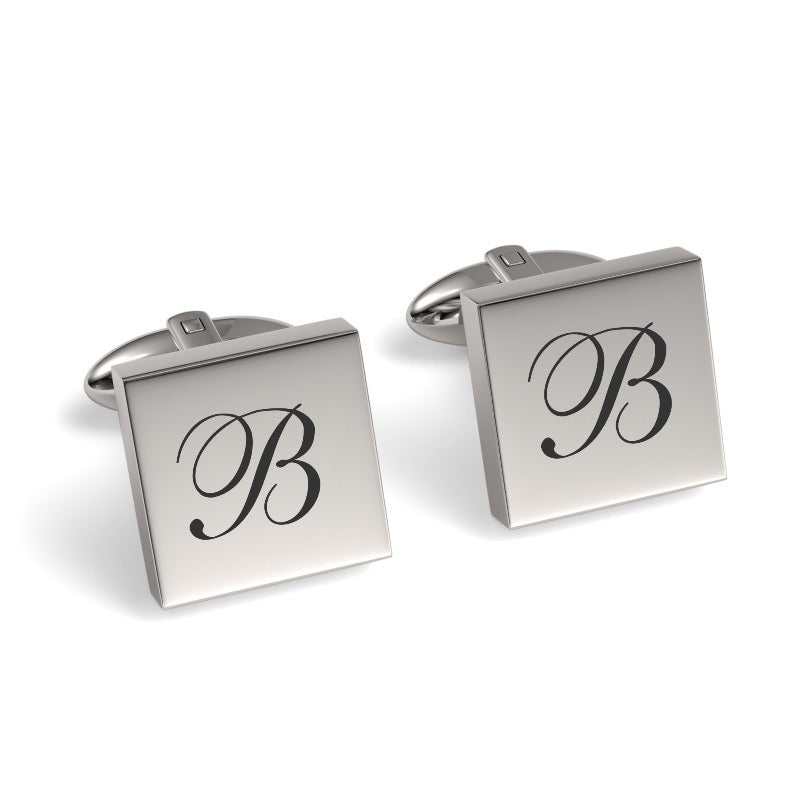 Large Initials Engraved Square Cufflinks