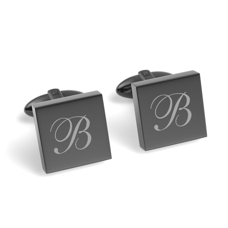 Large Initials Engraved Square Cufflinks