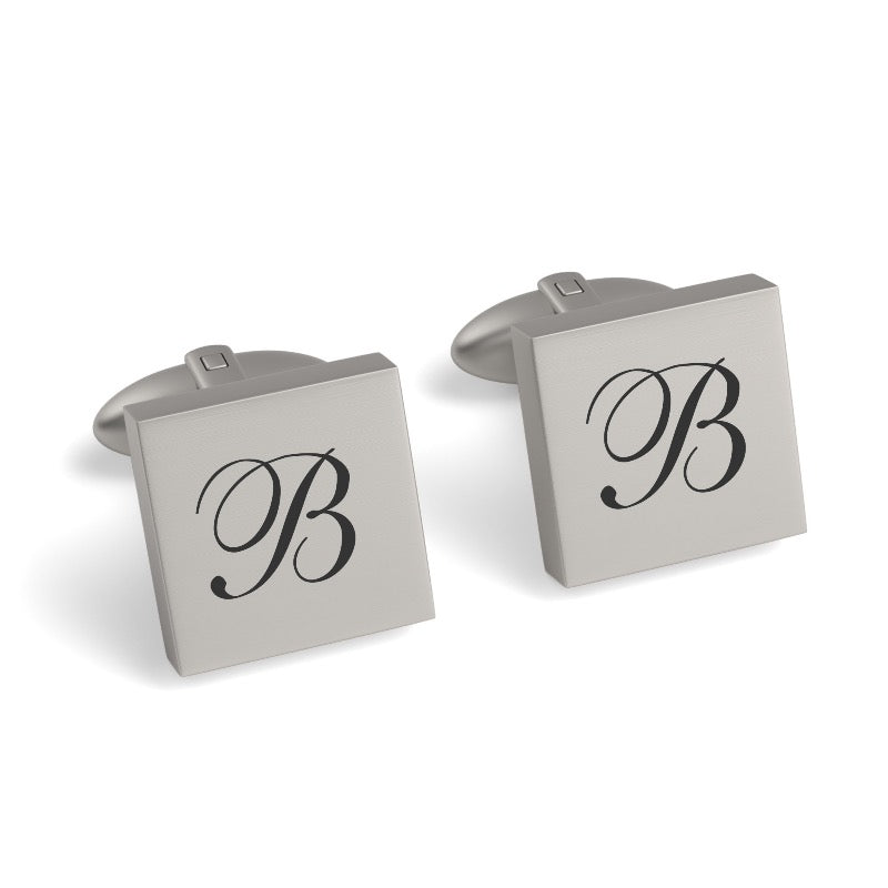 Large Initials Engraved Square Cufflinks