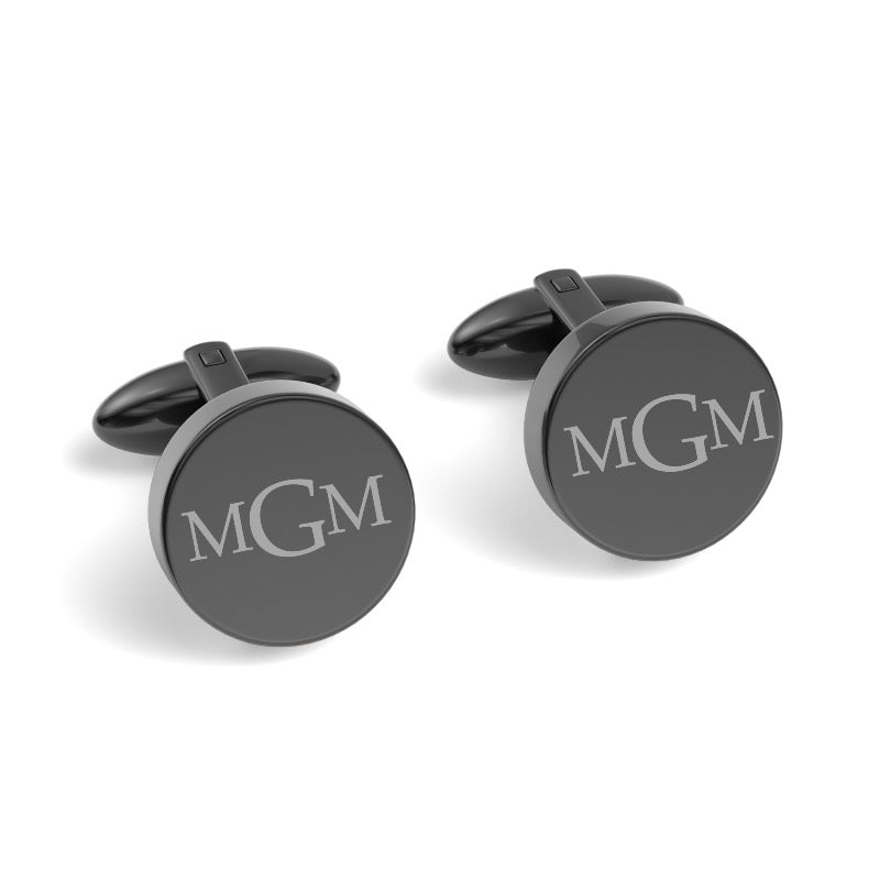 Engraved Monogram Initials Round Cufflinks