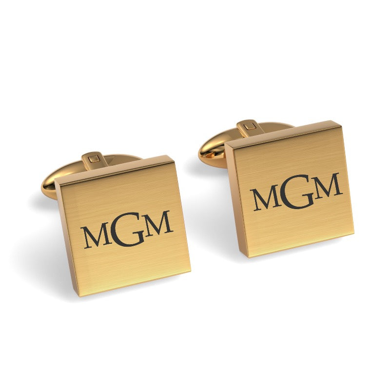 Engraved Monogram Initials Square Cufflinks