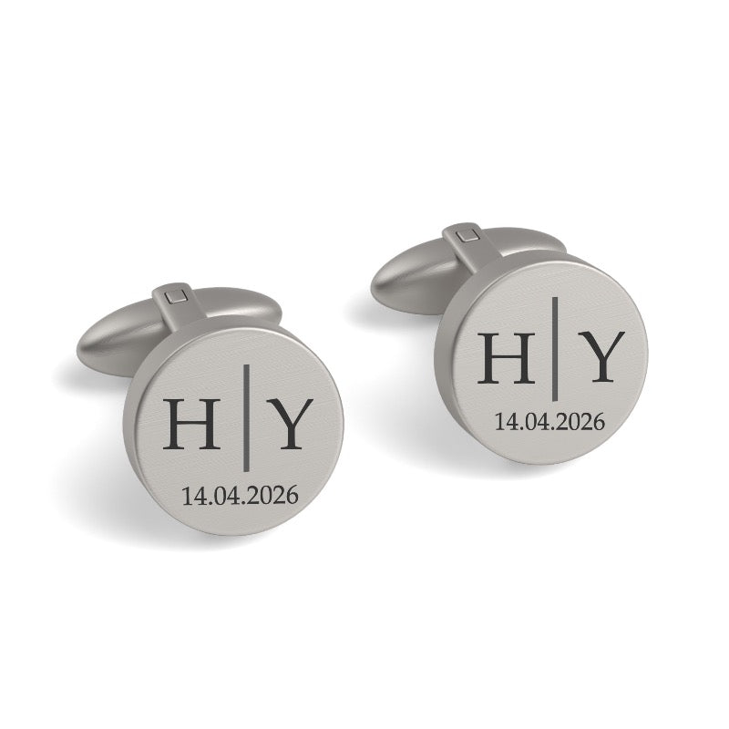 Initials Line Date Engraved Cufflinks