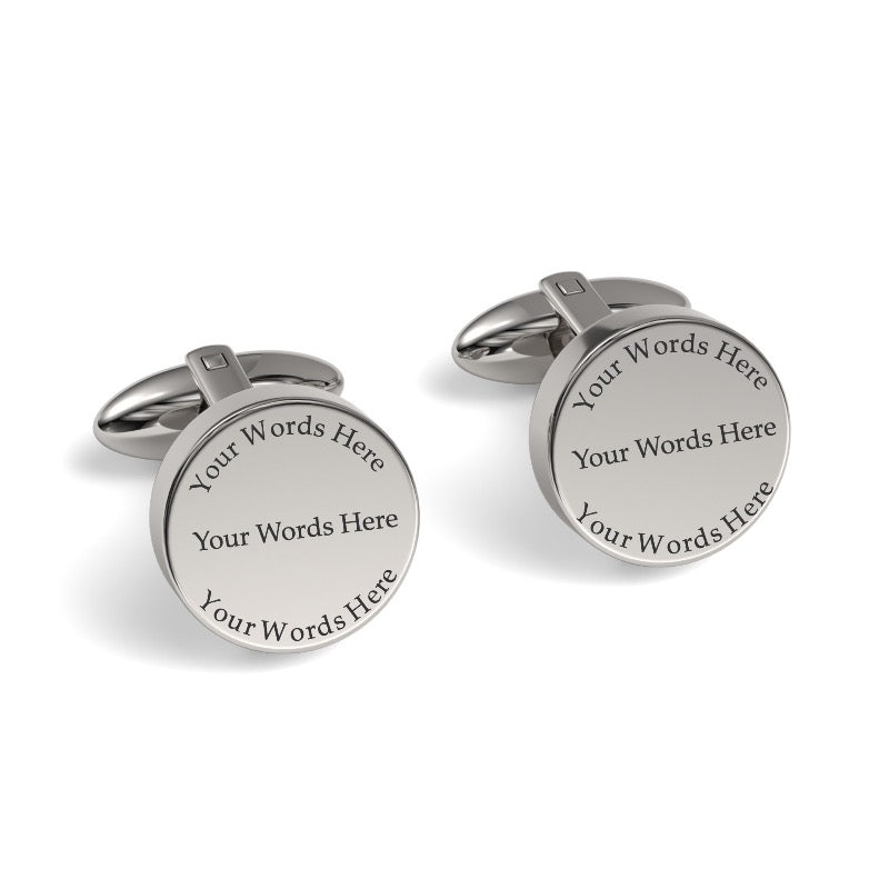 Custom Word Engraved Round Cufflinks