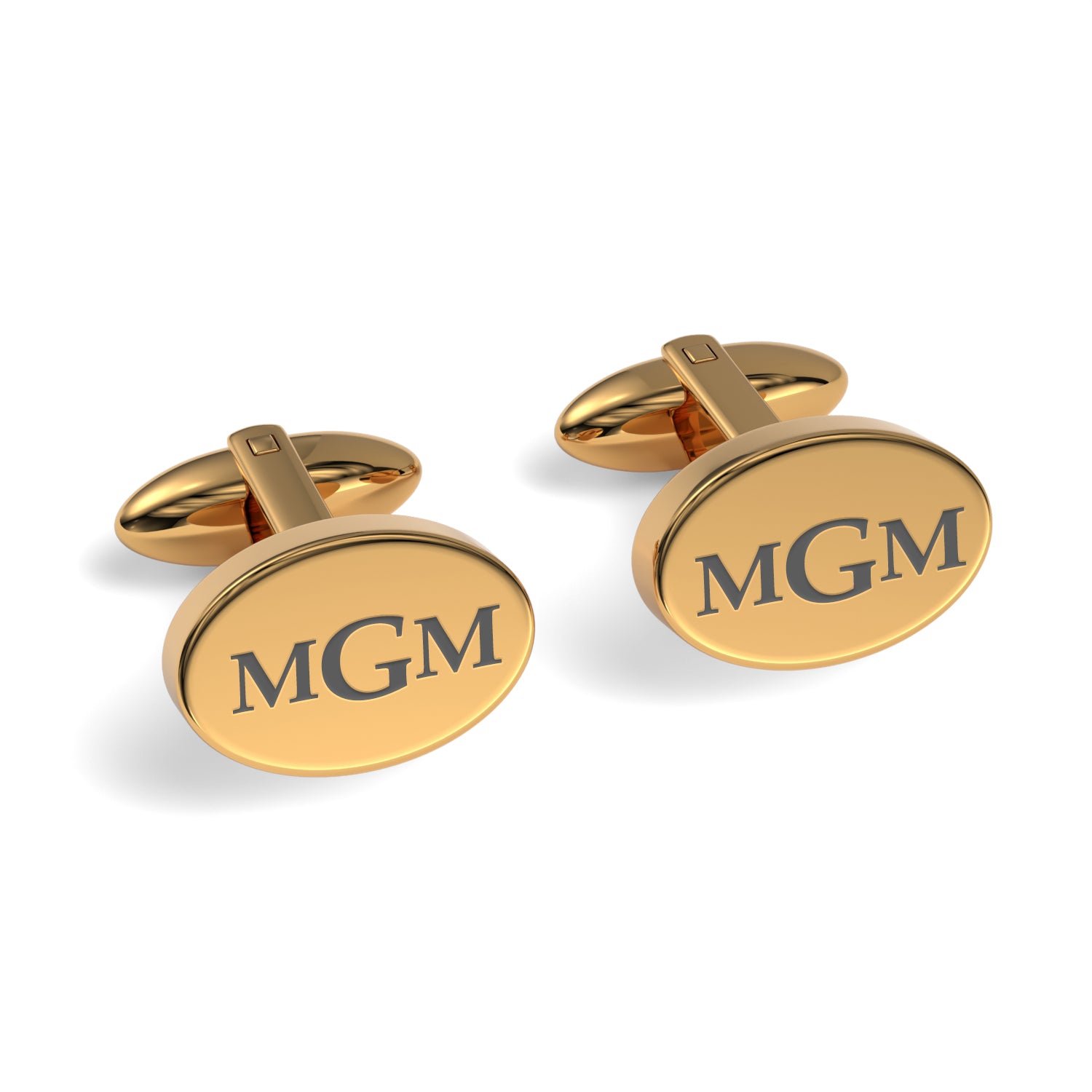 Engraved Monogram Initials Oval Cufflinks