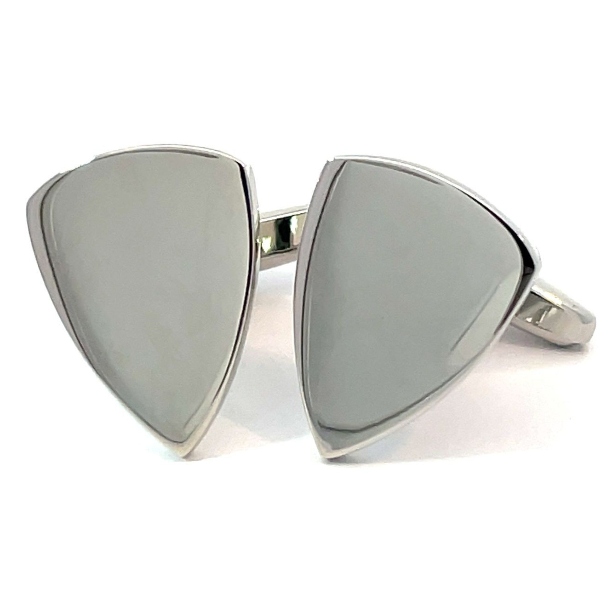 Plain Shield Rhodium Engravable Cufflinks