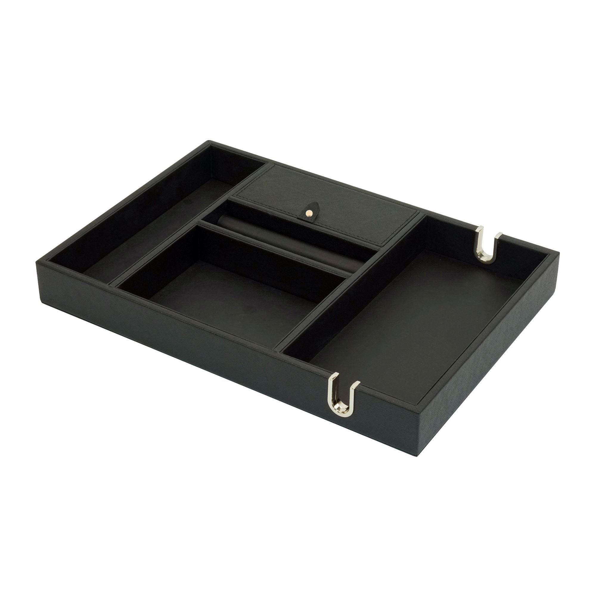 Black Vegan Leather Valet Tray Watch Boxes Clinks Australia