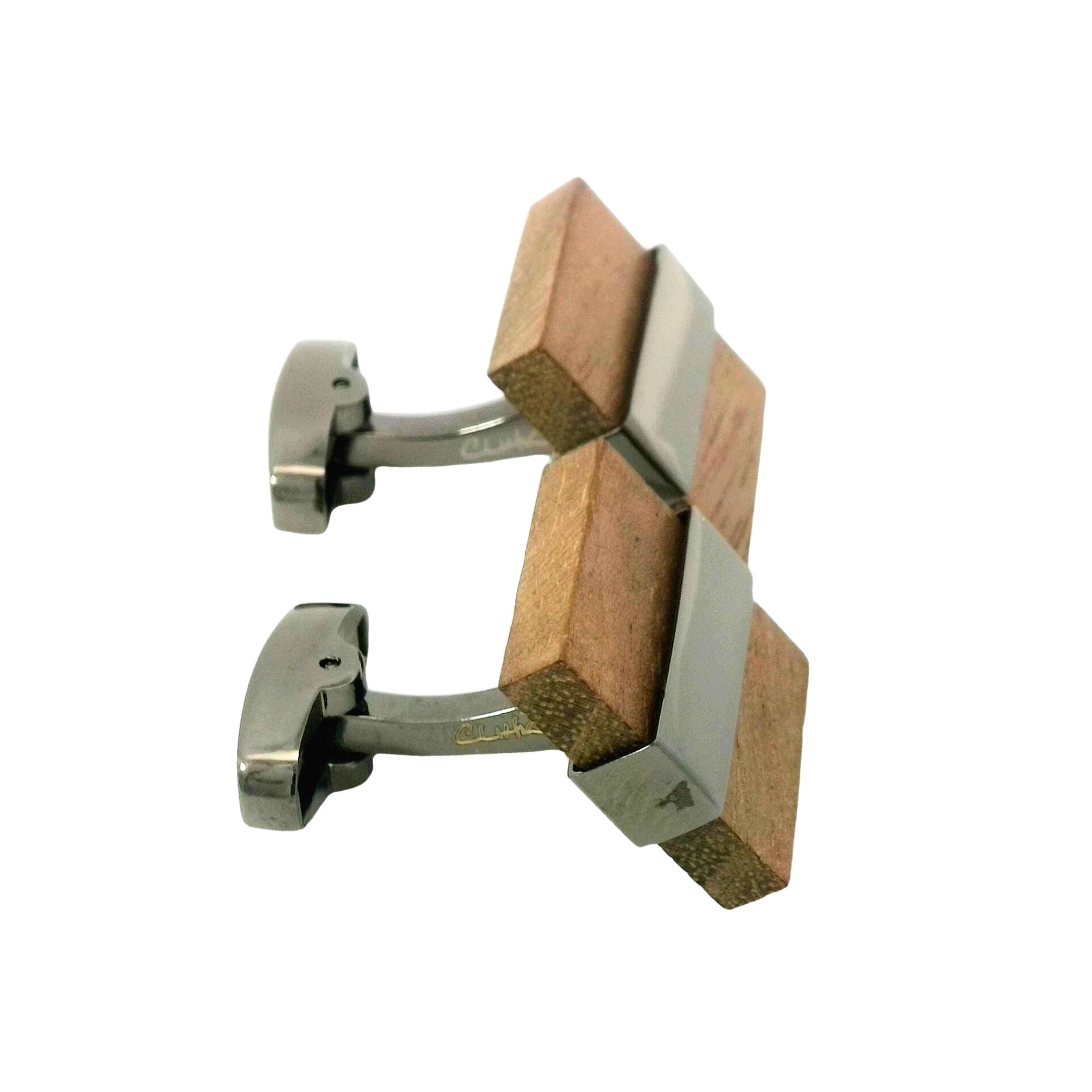 Wood and Gunmetal Cufflinks Classic & Modern Cufflinks Clinks Australia