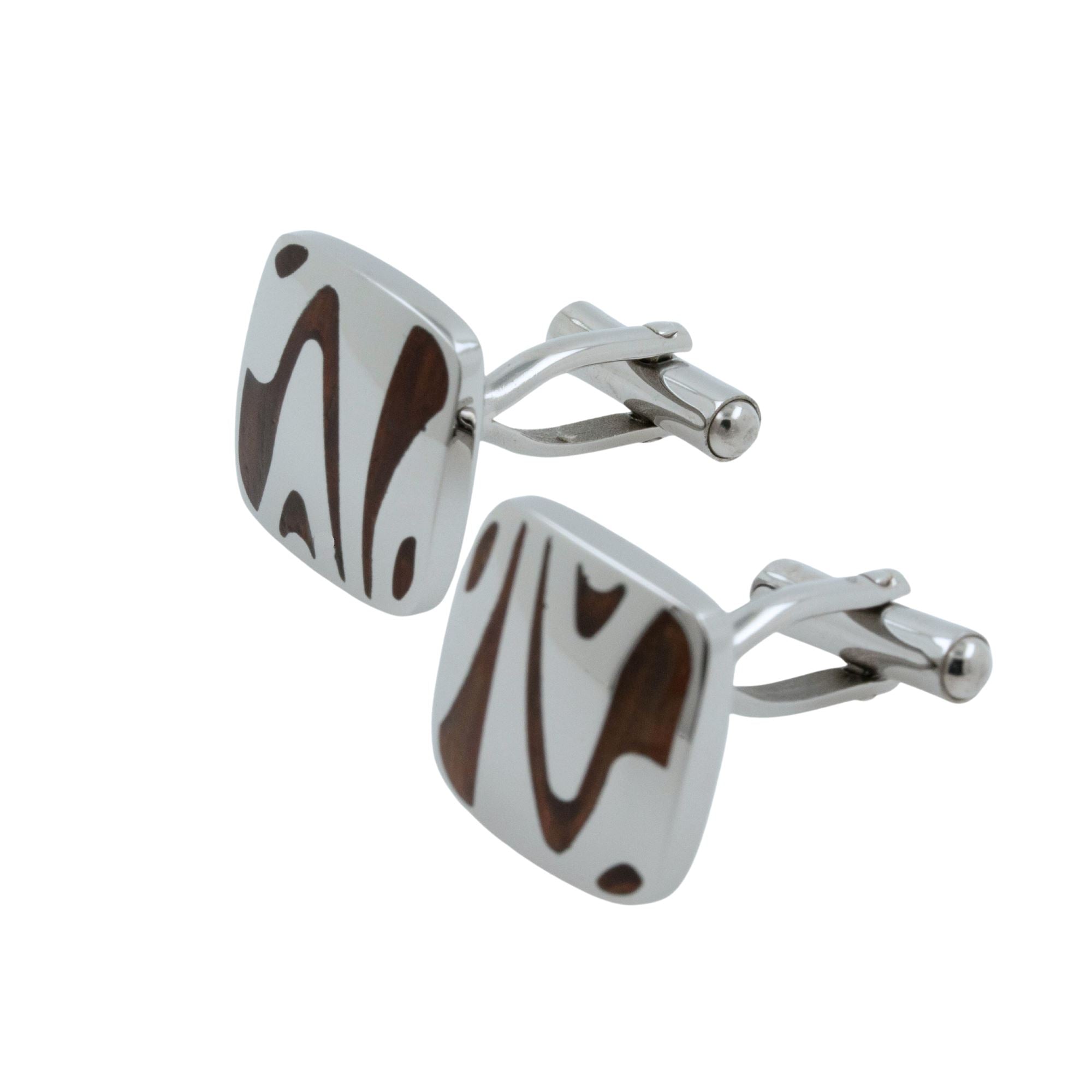 River Wood and Stainless Steel Cufflinks Classic & Modern Cufflinks Clinks Australia
