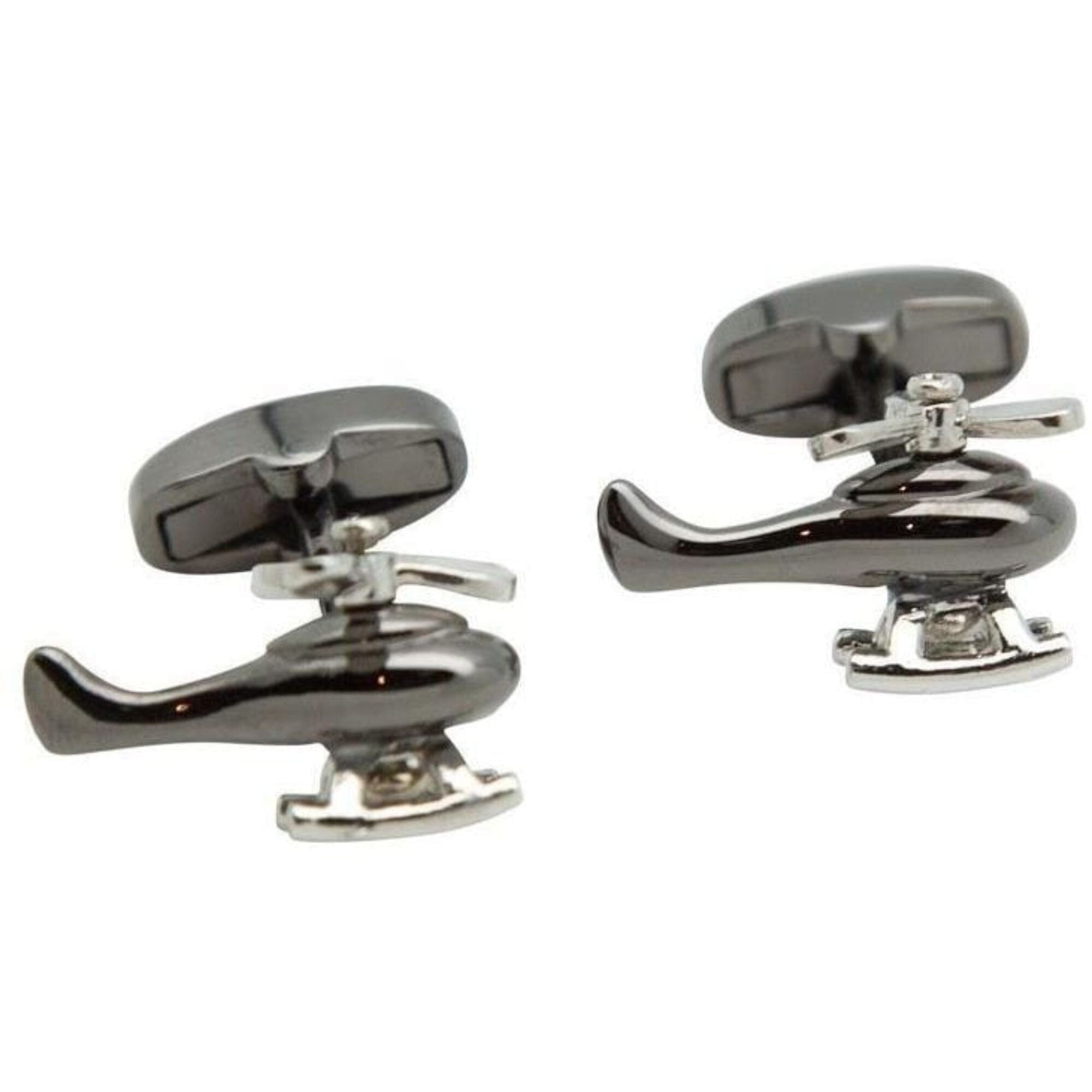 Gunmetal and Silver Helicopter Cufflinks Novelty Cufflinks Clinks Australia Gunmetal and Silver Helicopter Cufflinks