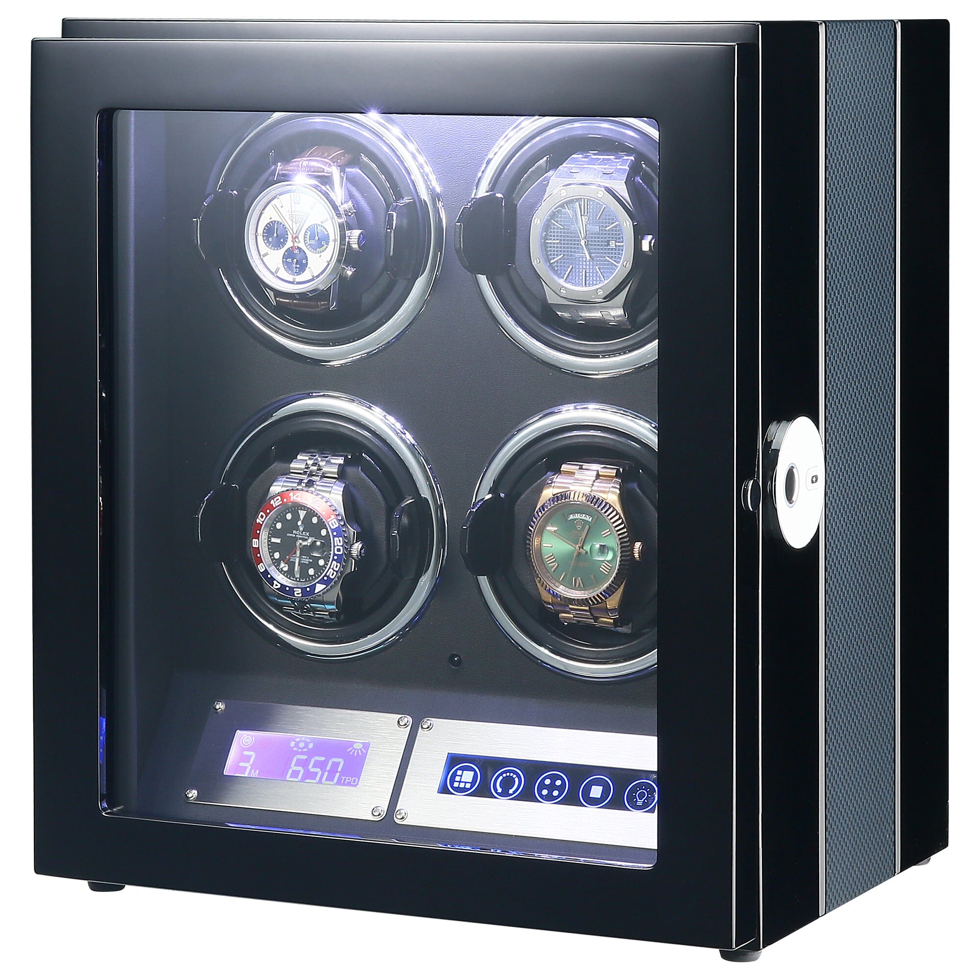 Flinders Watch Winder for 4 Watches with Fingerprint Lock Watch Winder Boxes Clinks