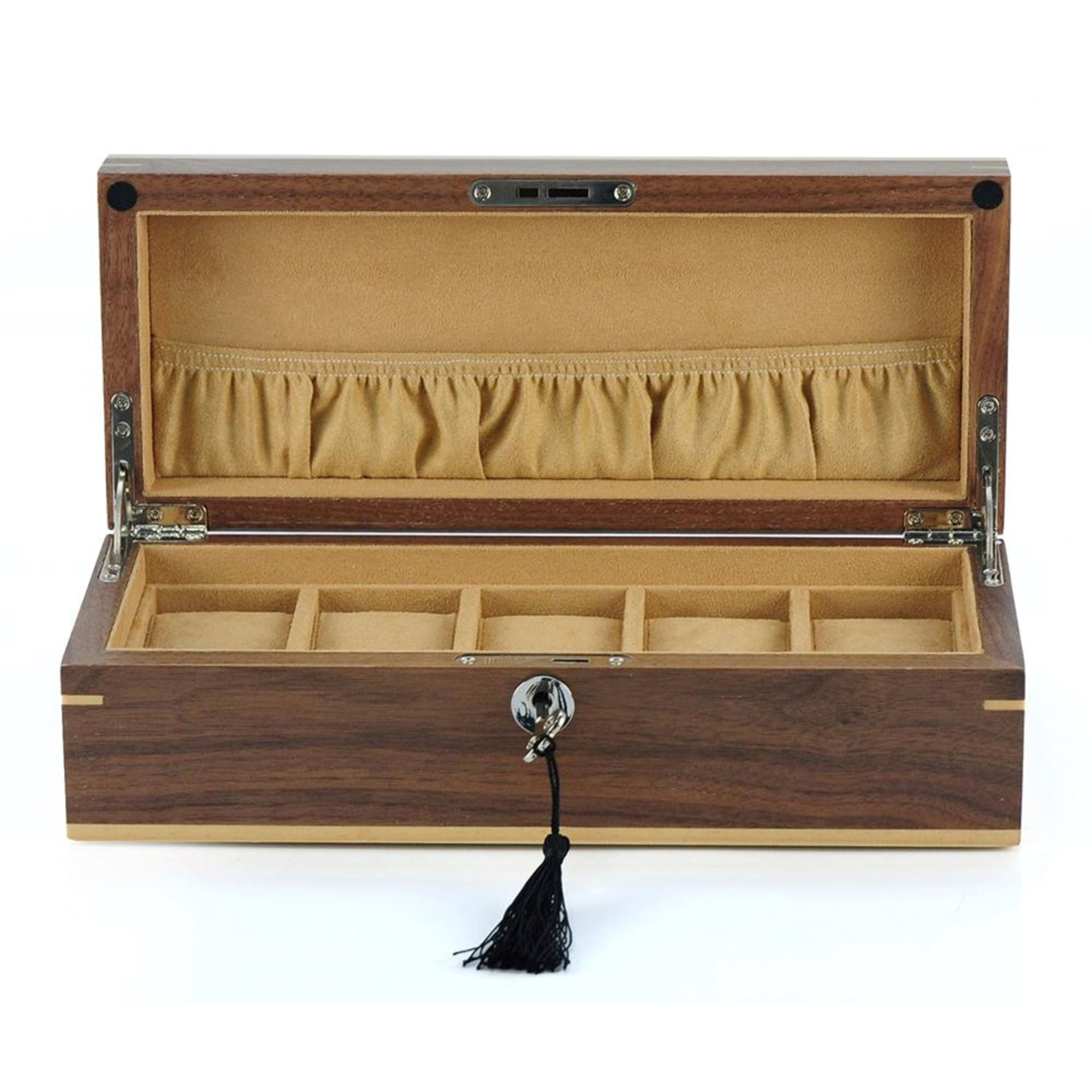 Seconds - Walnut Wooden Watch Box for 5 Watches