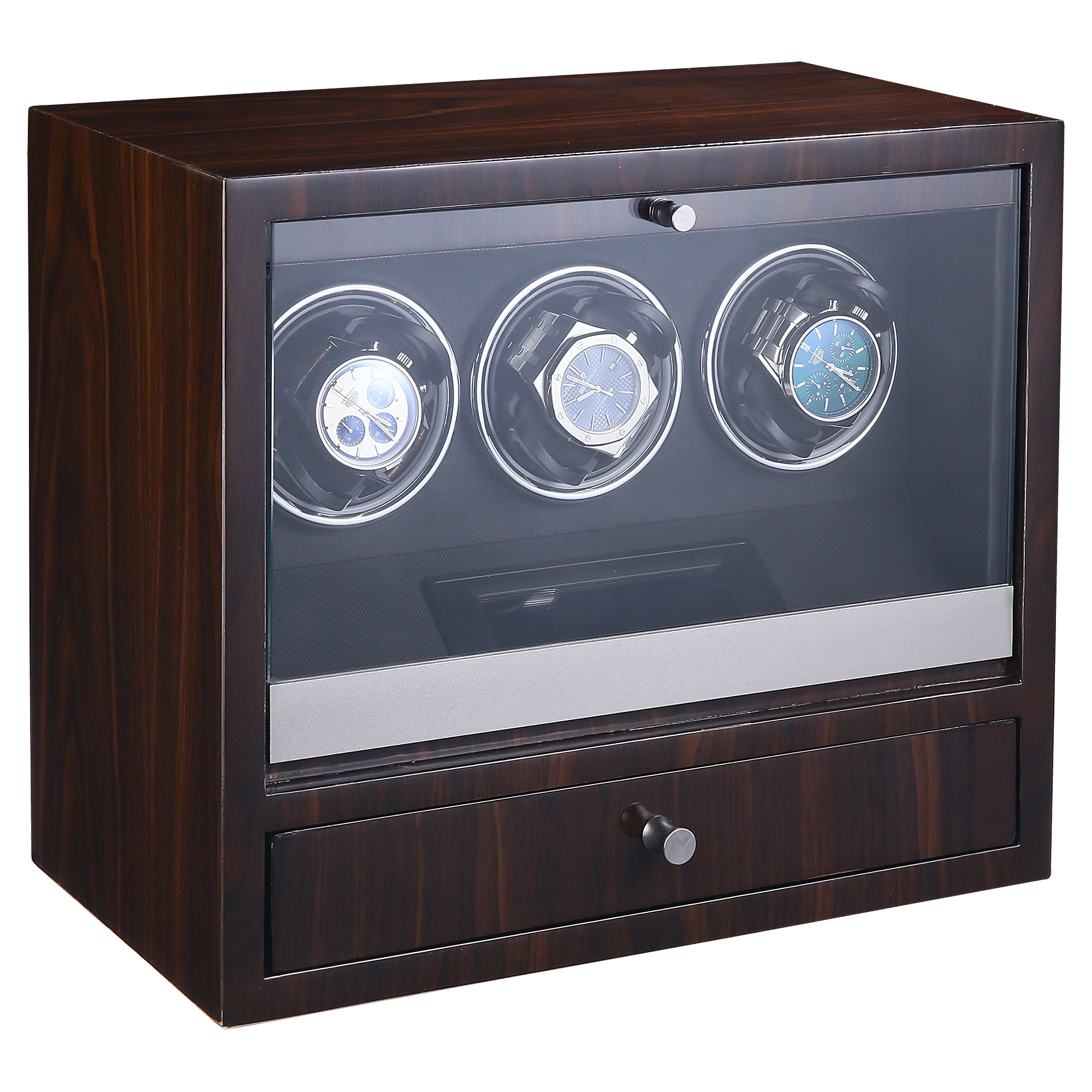 Brighton Watch Winder for 3 Watches with Drawer