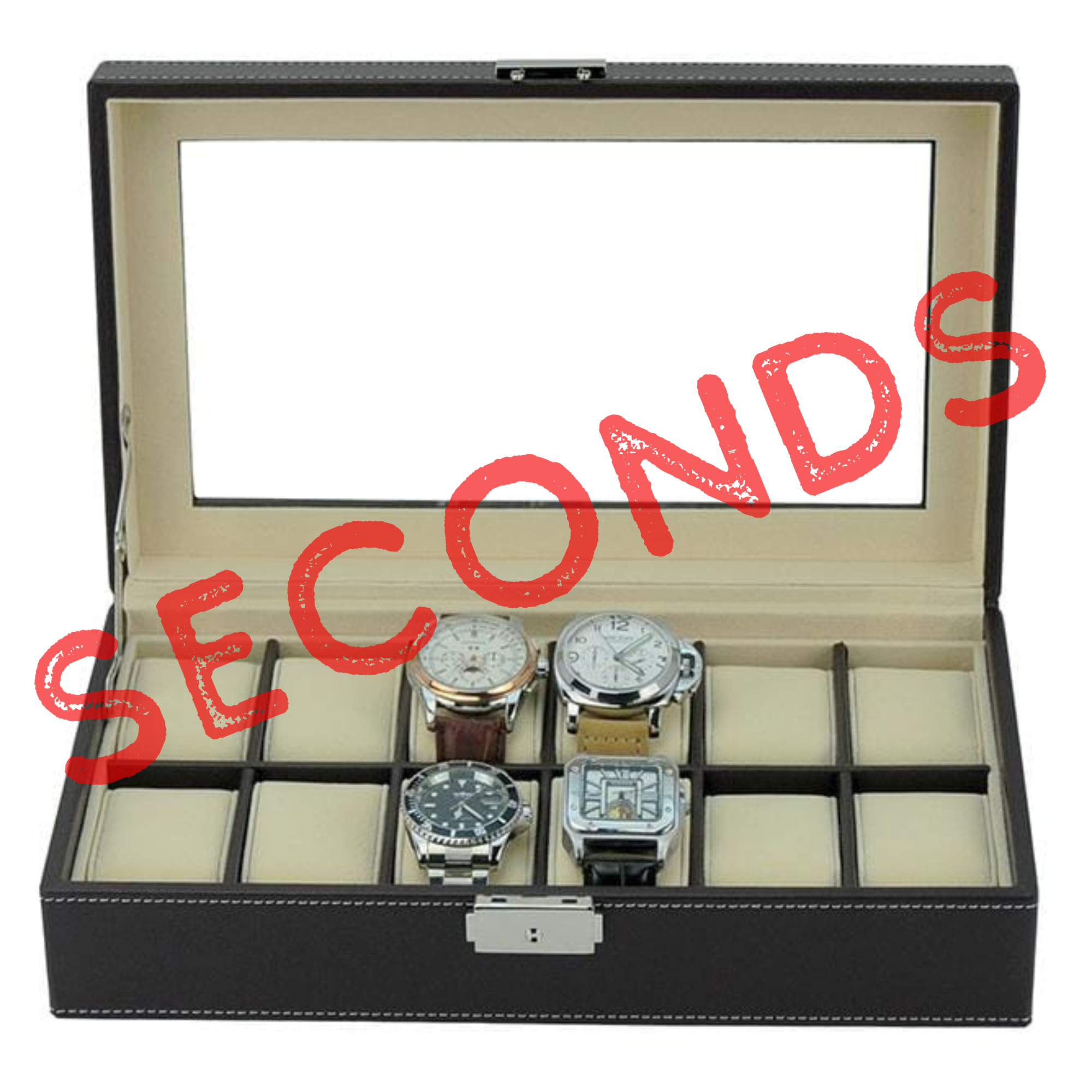 Seconds - Dark Brown Leather Watch Box for 12 Watches
