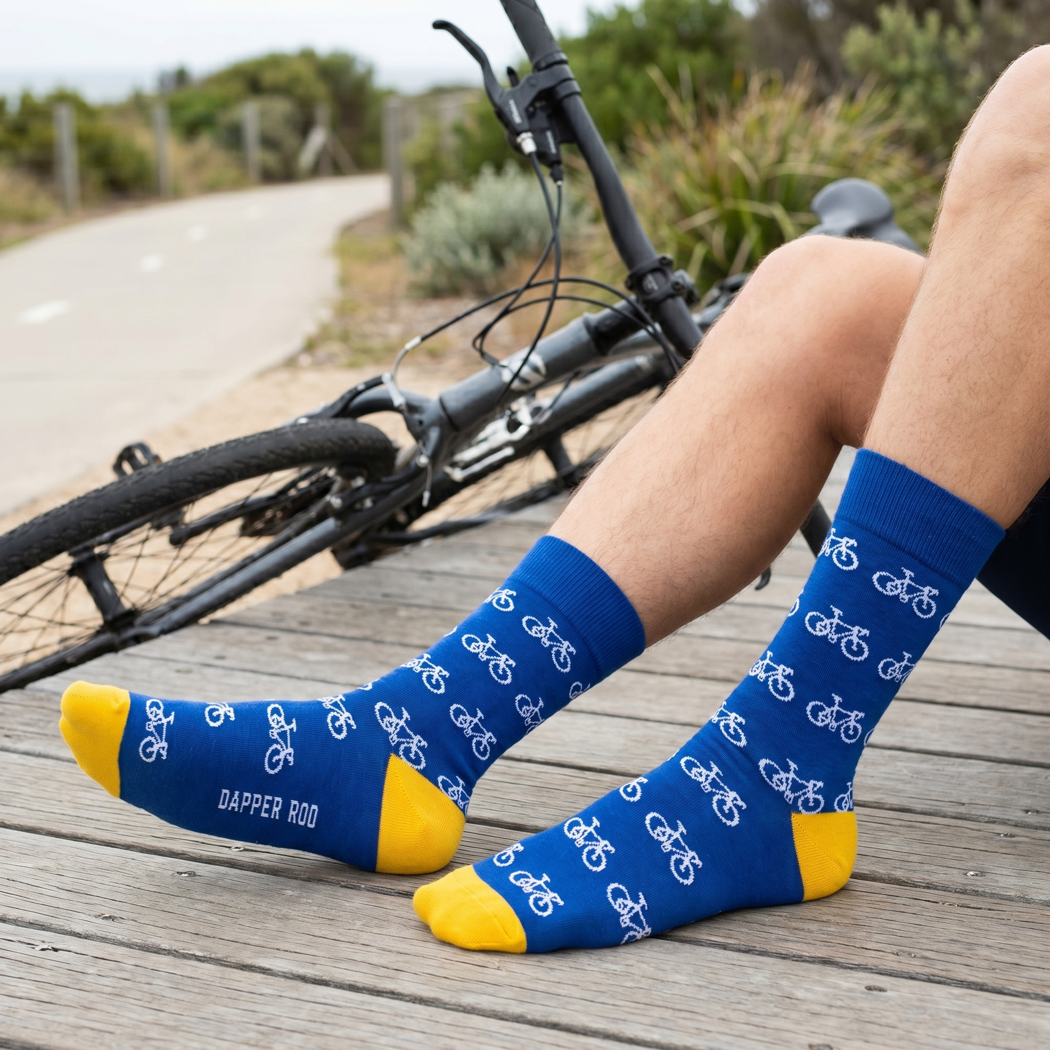 Ride On Bicycle Cycling Bamboo Socks by Dapper Roo lifestyle image