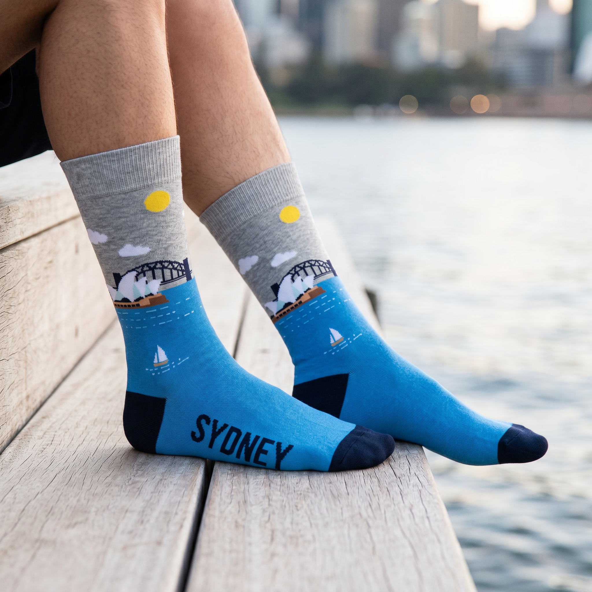 Sydney Harbour Bamboo Socks by Dapper Roo lifestyle image