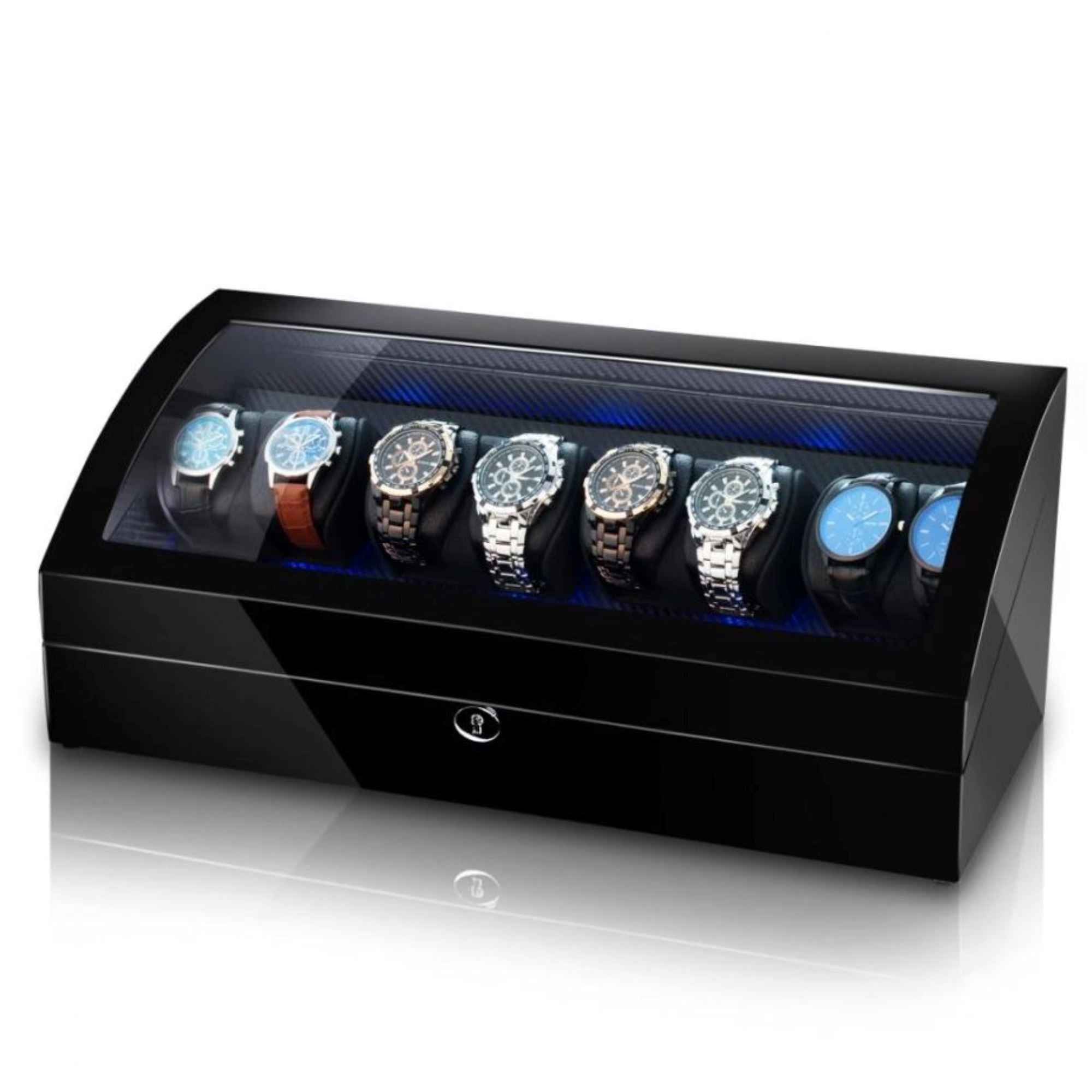 Seconds - Avoca Watch Winder Box for 8 + 8 Watches in Black (a) Seconds Clinks