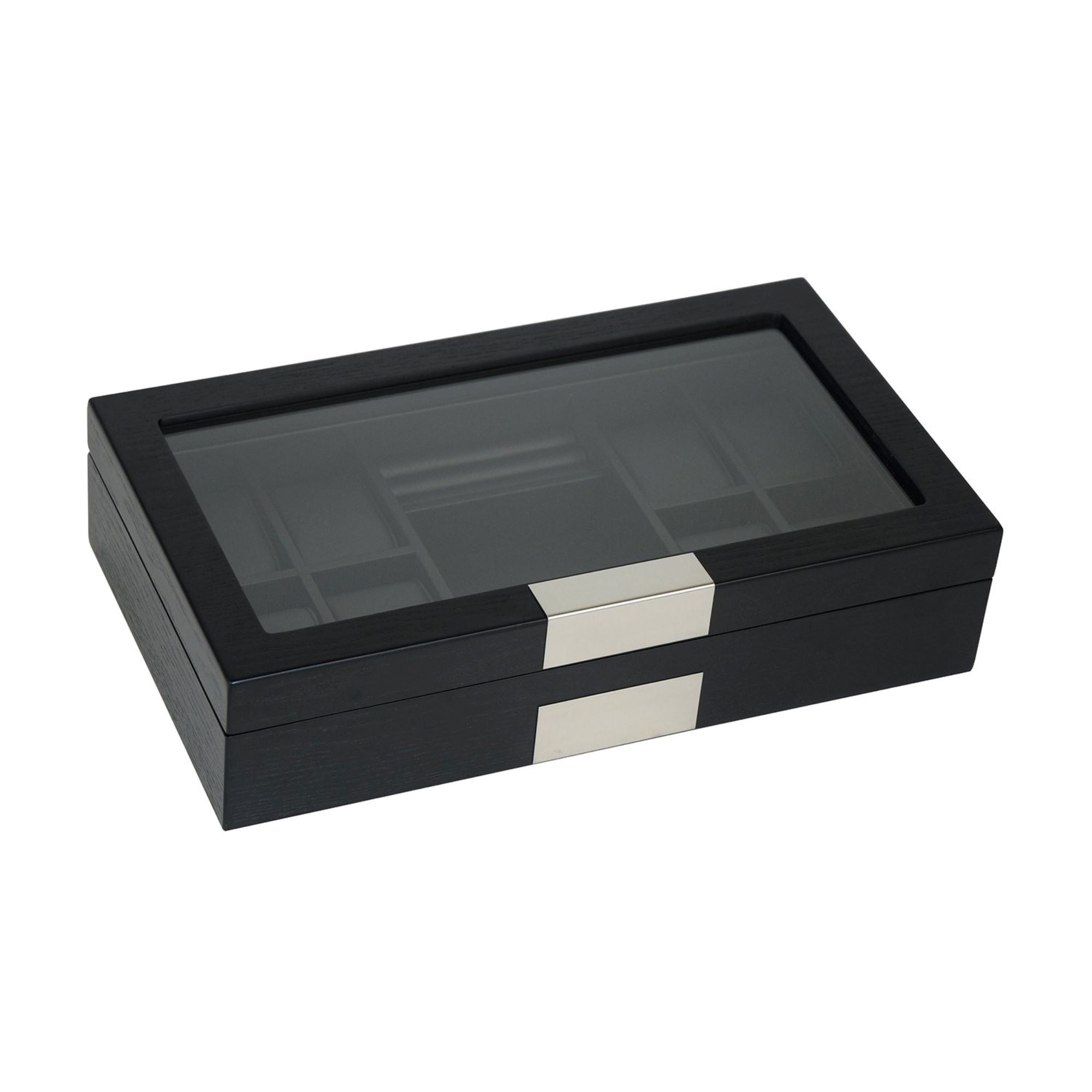 Seconds - Black Wooden Watch Box for 8 Watches+ Organiser (a) Seconds Clinks