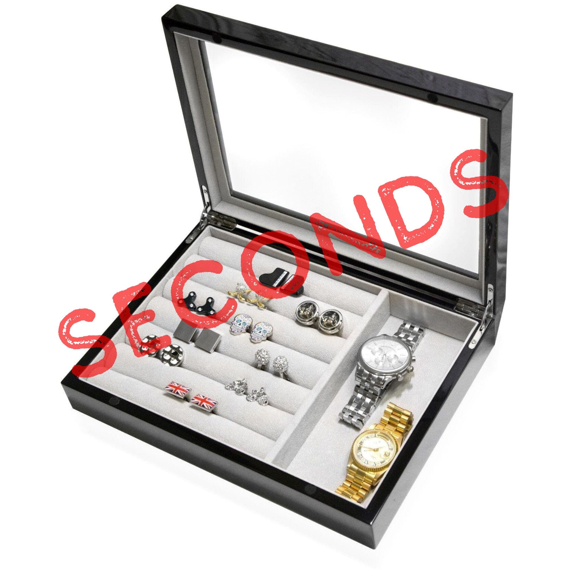 Seconds - Medium Cufflink and Valet Box Black Seconds Clinks Australia
