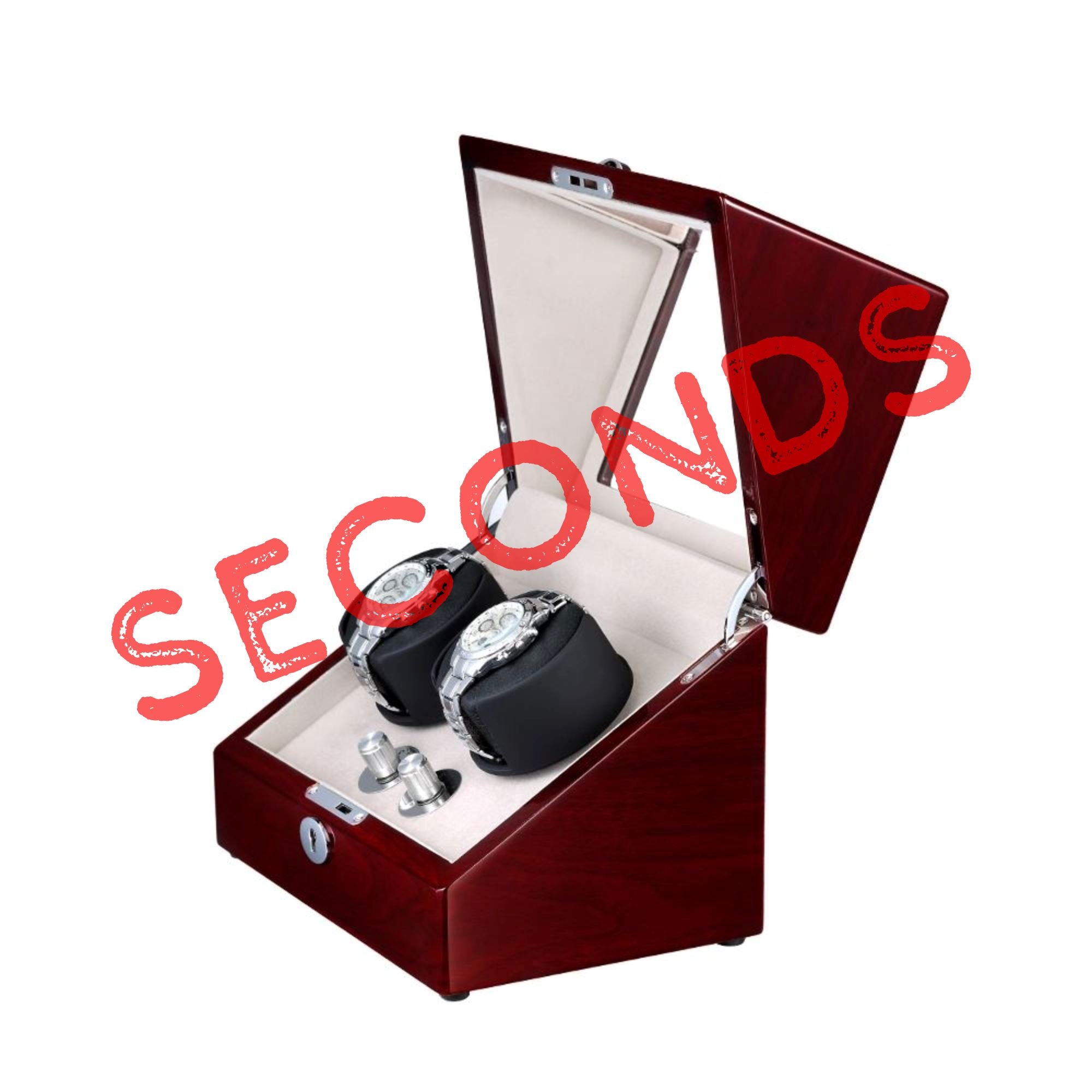 Seconds - Waratah Mahogany Watch Winder Box for 2 Watches (c) Seconds Clinks