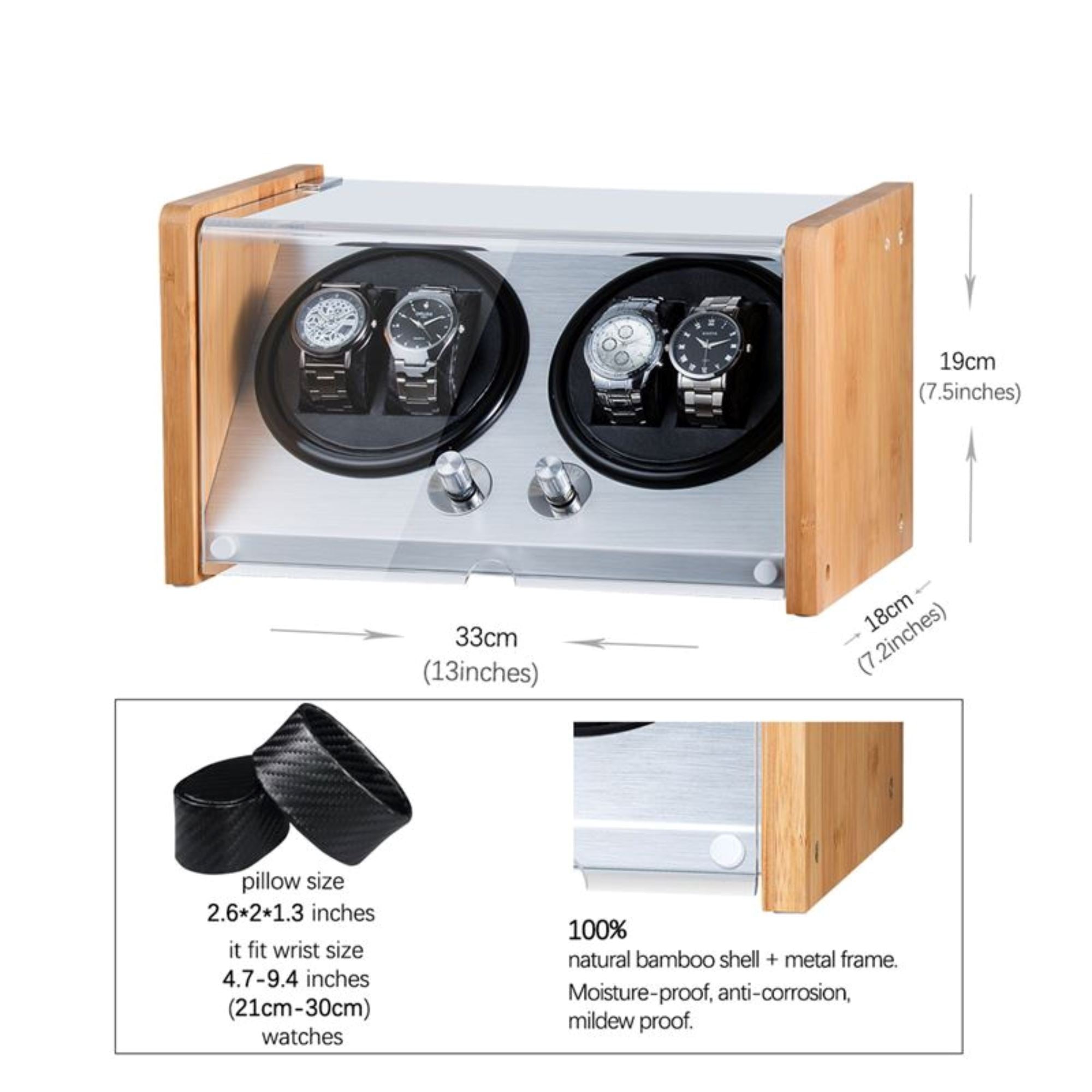 Seconds - BLAQ Watch Winder Box 4 Watches in Aluminum & Bamboo (a) Seconds Clinks