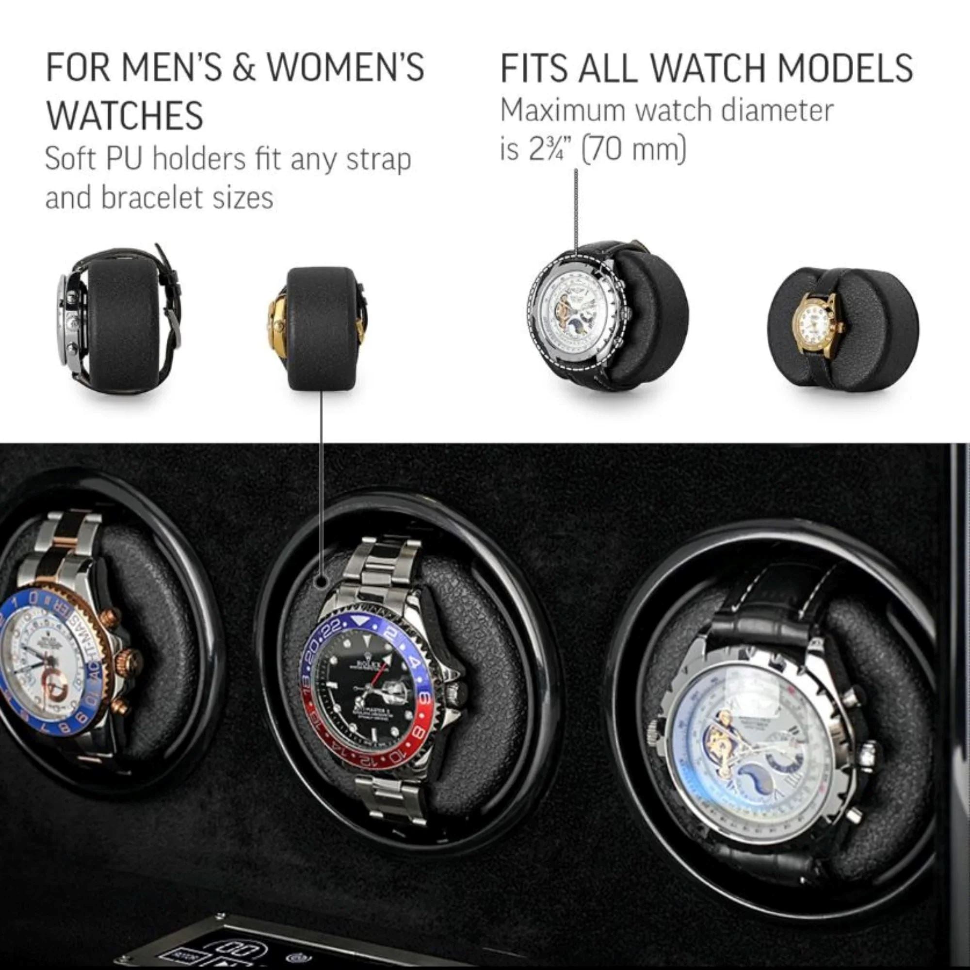 Seconds - Sydney Watch Winder Box for 6 Watches in Black (e) Seconds Clinks