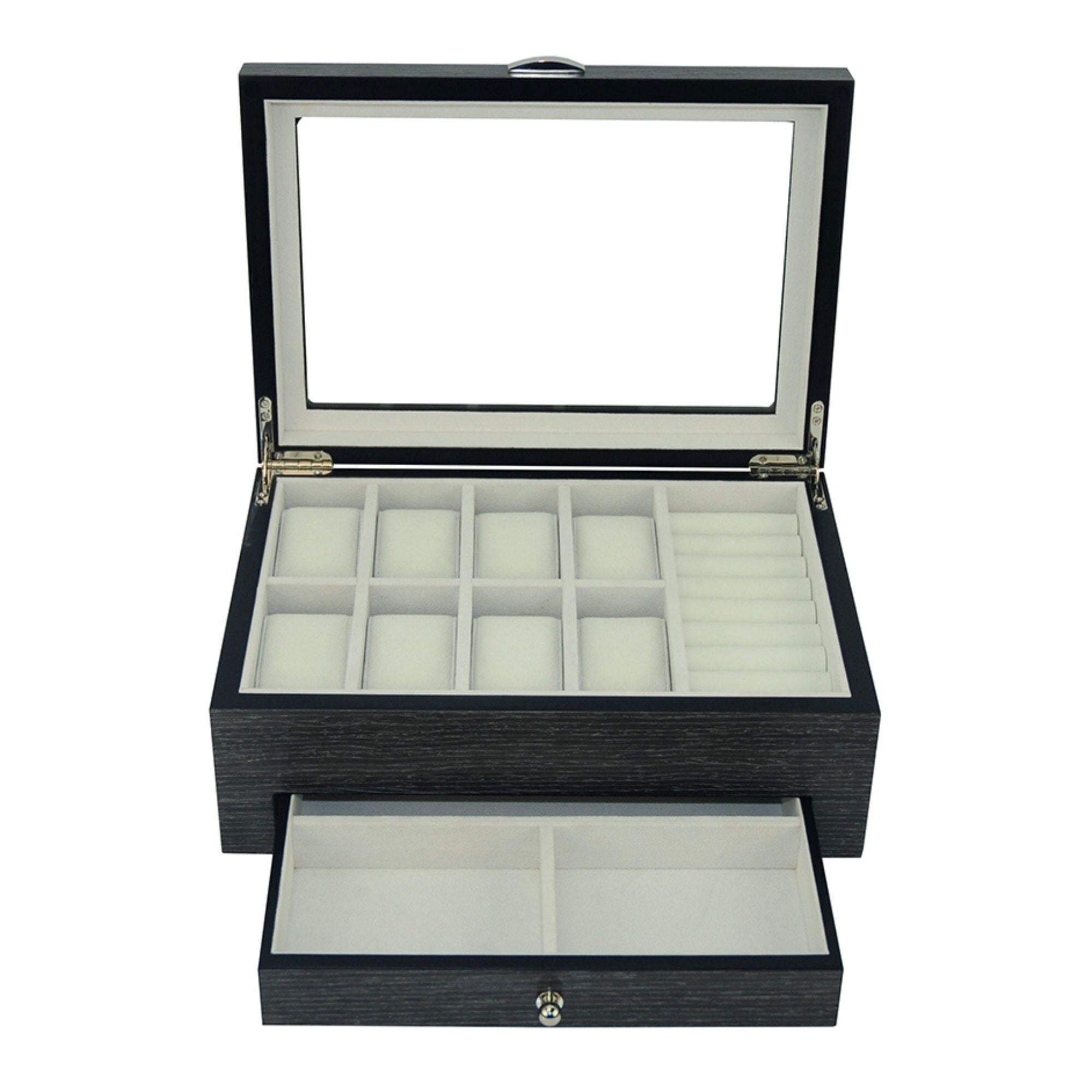 Seconds - Ginko Wooden Cufflink Watch Box with a Drawer (B) Seconds Clinks