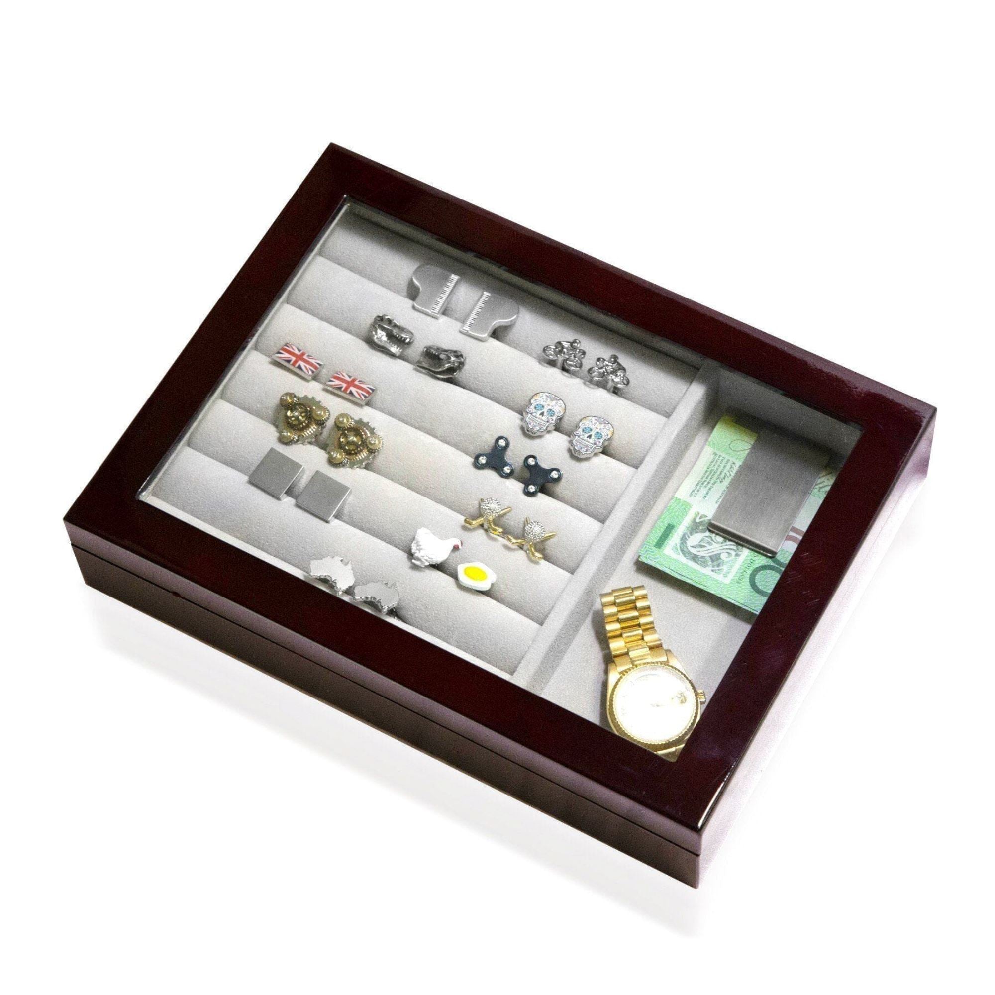 Seconds - Medium Cufflink and Valet Box Mahogany (b) Seconds Clinks Australia