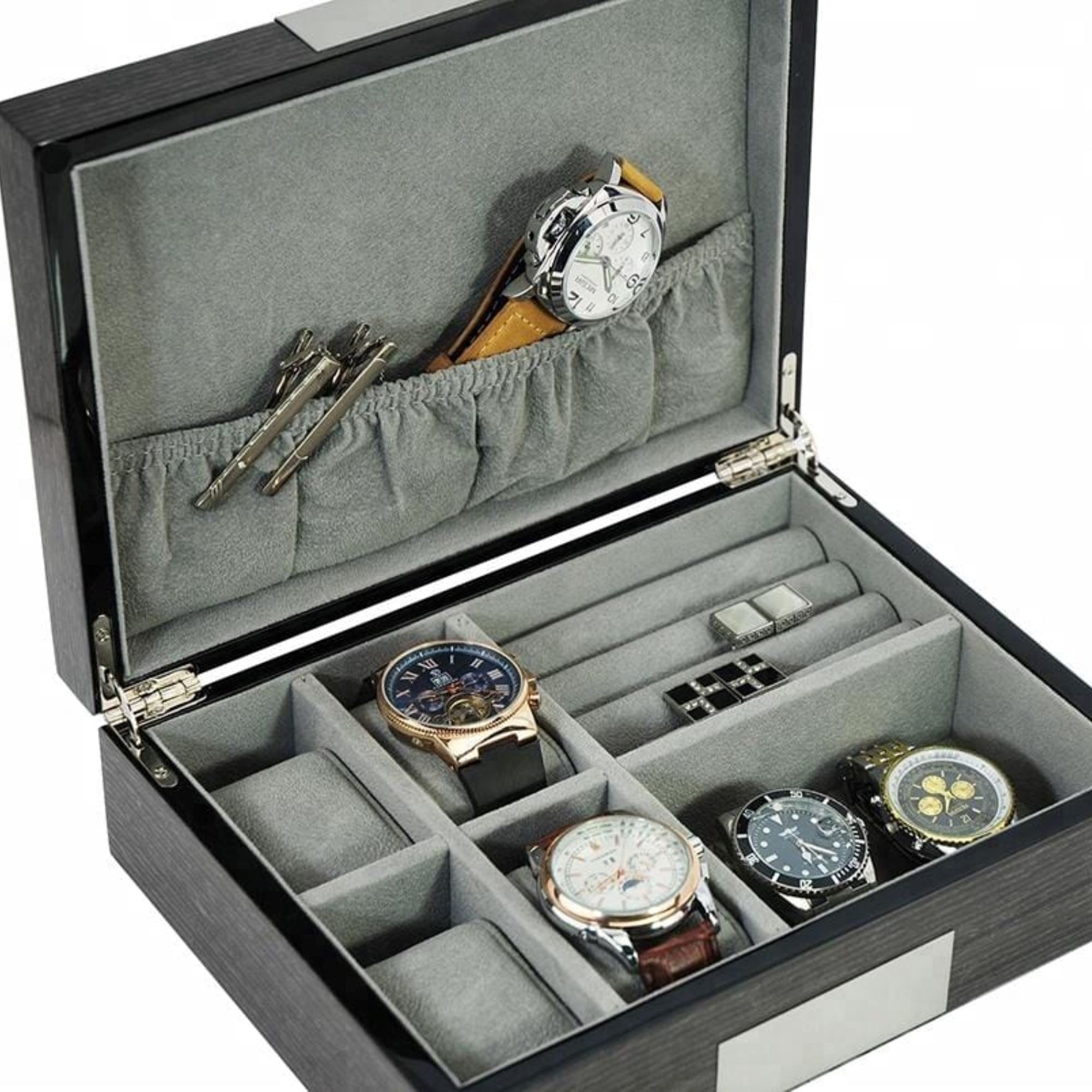 Seconds - Wenge Wooden Cufflink Watch Box (a) Seconds Clinks
