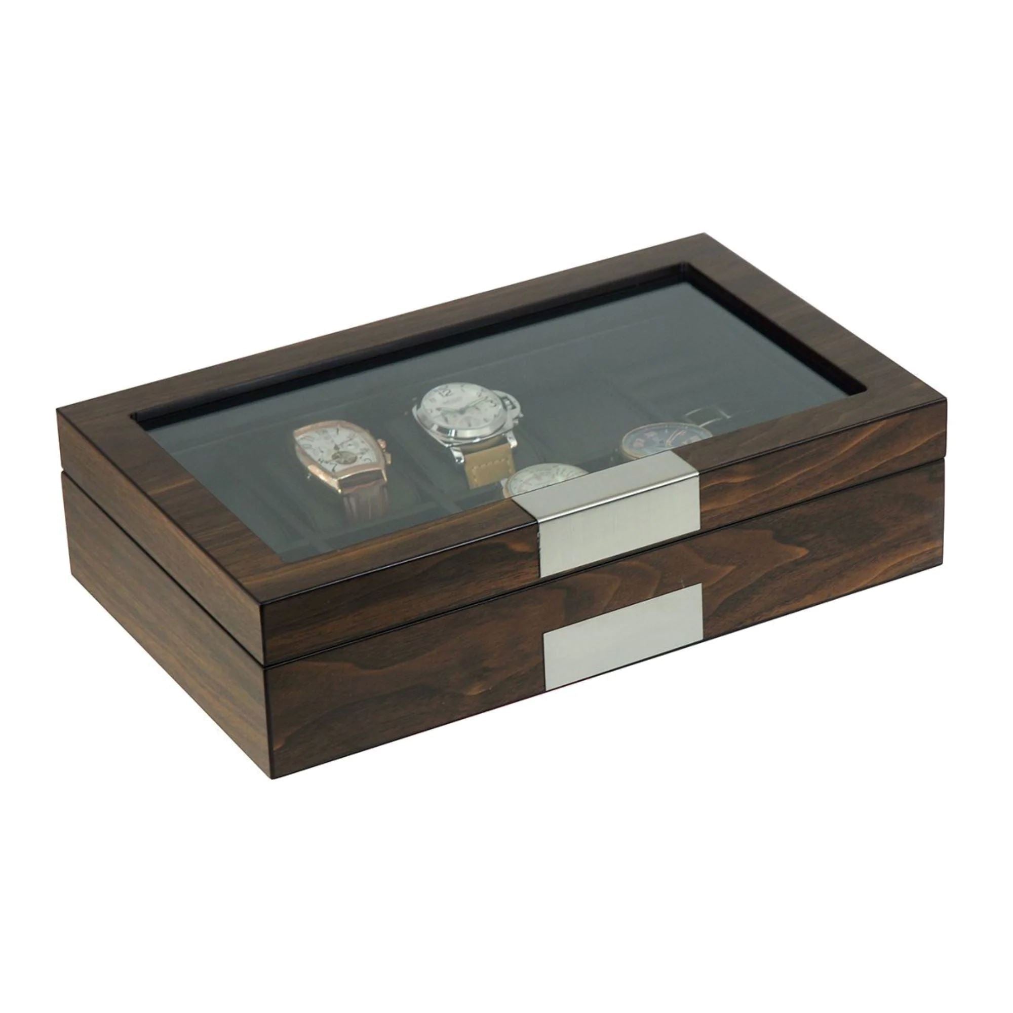Seconds - 8 Slots Walnut Wooden Watch/Cufflink Box Seconds Clinks