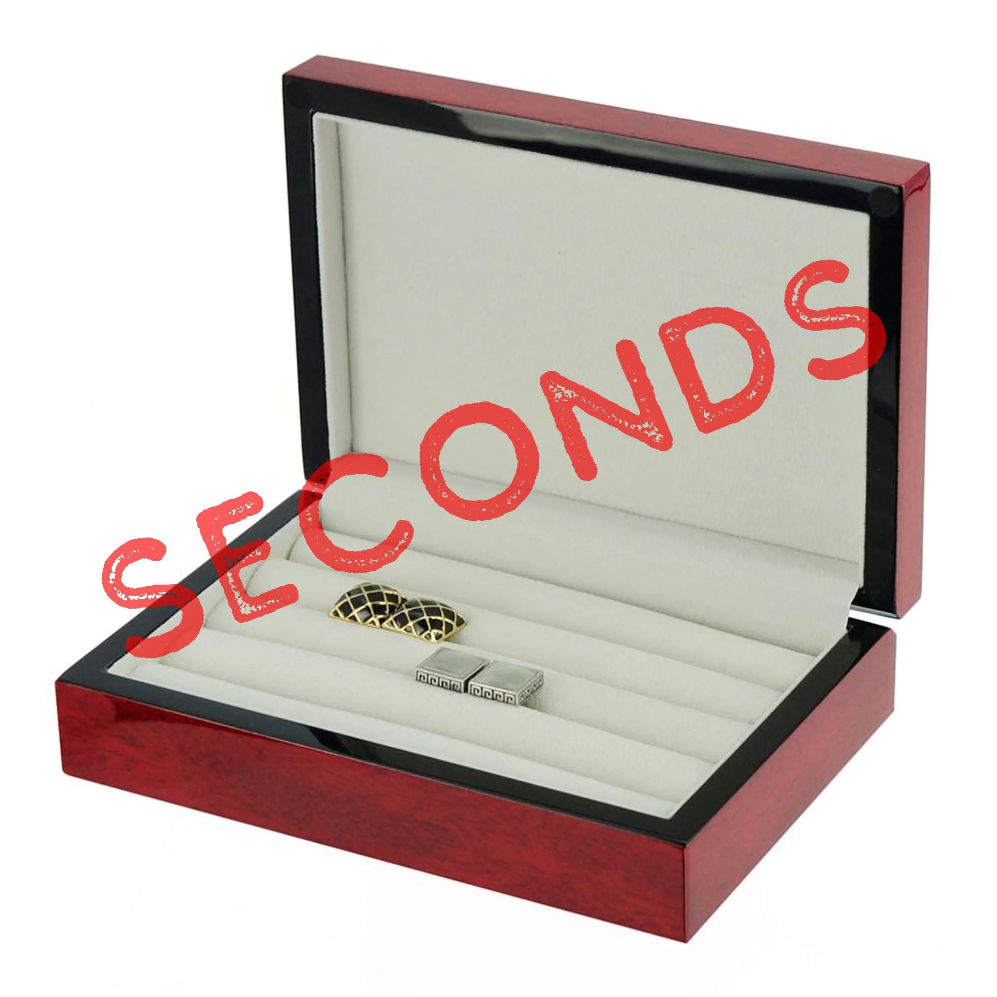 Seconds - 16 Pairs Wooden Cufflink Box Cherry Seconds Clinks Australia