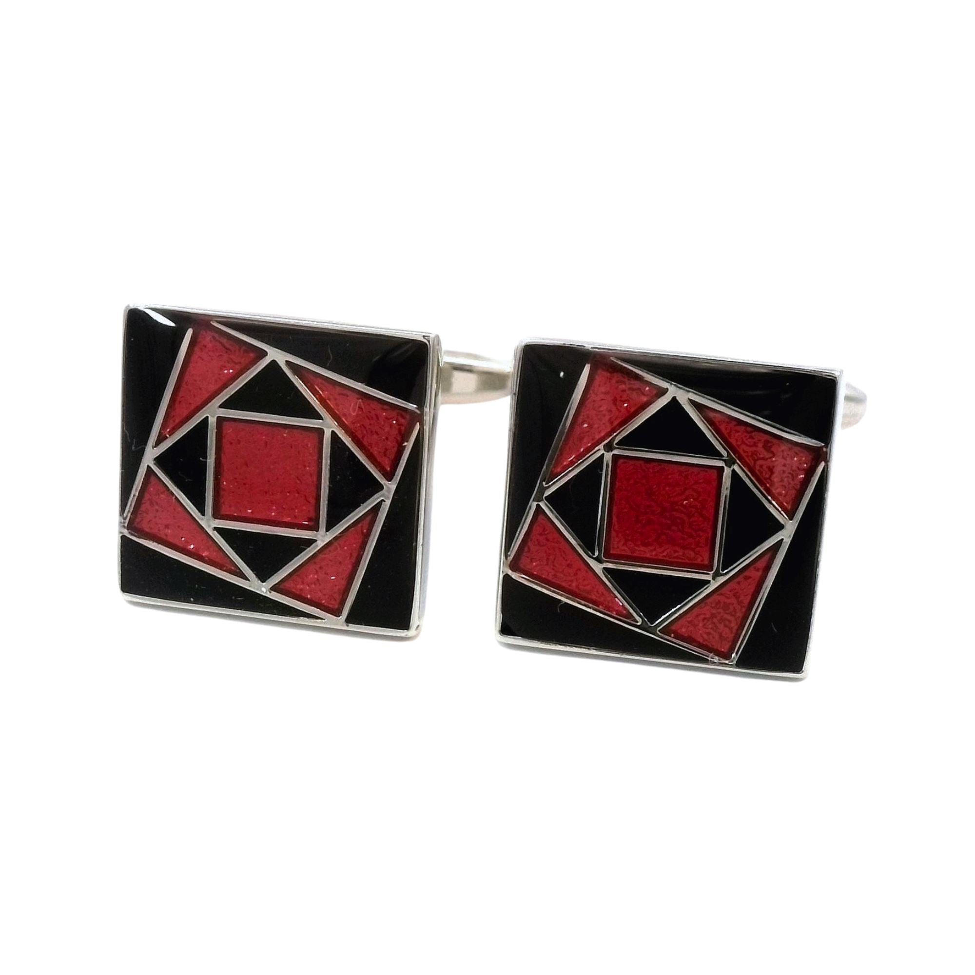Black Pink Art Deco Flower Cufflinks Novelty Cufflinks Clinks Australia