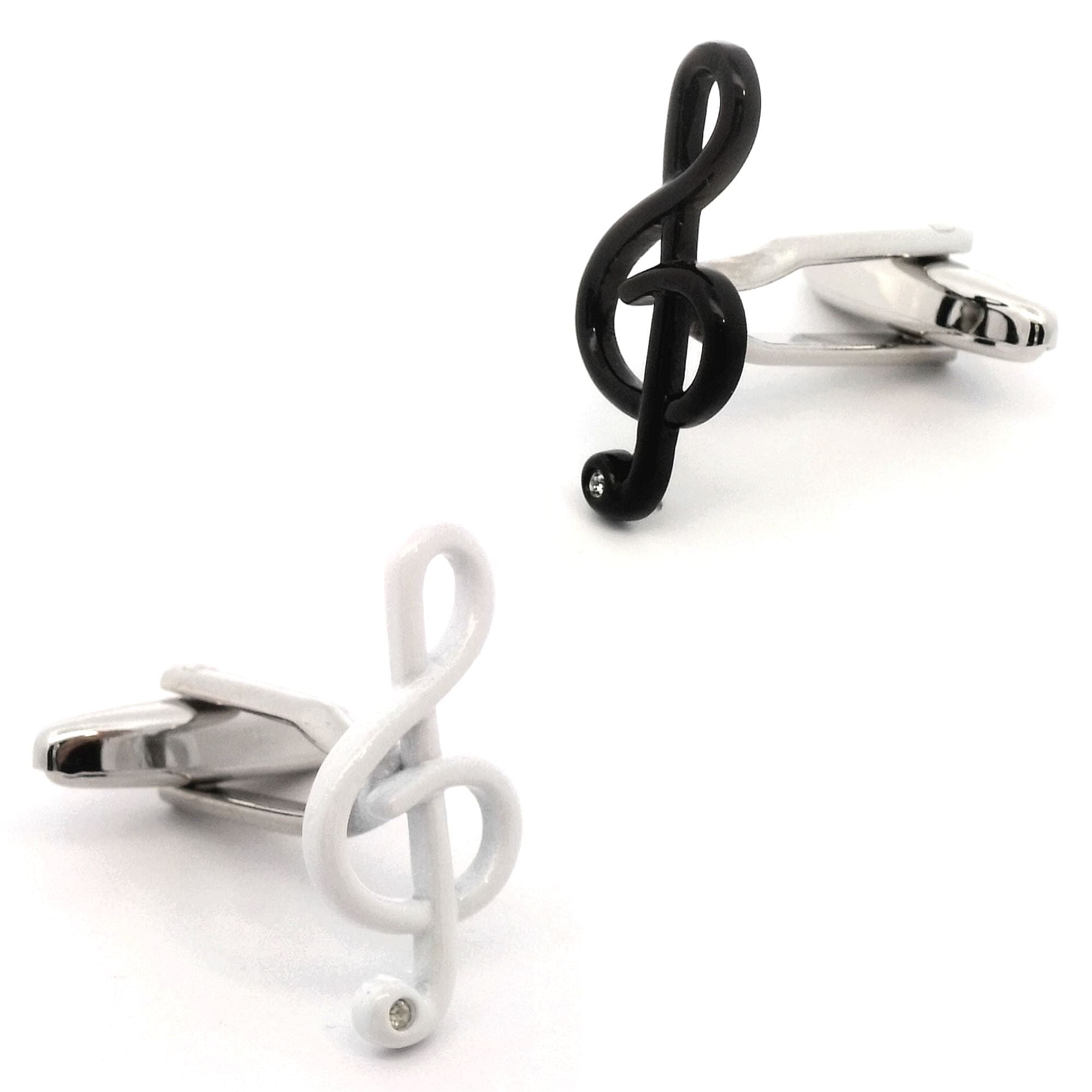 Black & White Treble Clefs Cufflinks Novelty Cufflinks Clinks Australia Black & White Treble Clefs Cufflinks